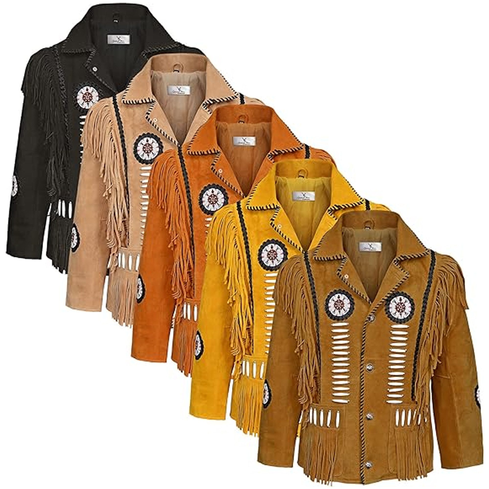German Wear Trachtenjacke GW958J Herren Westernjacke Lange Reiter Jacke Western-Lederjacke