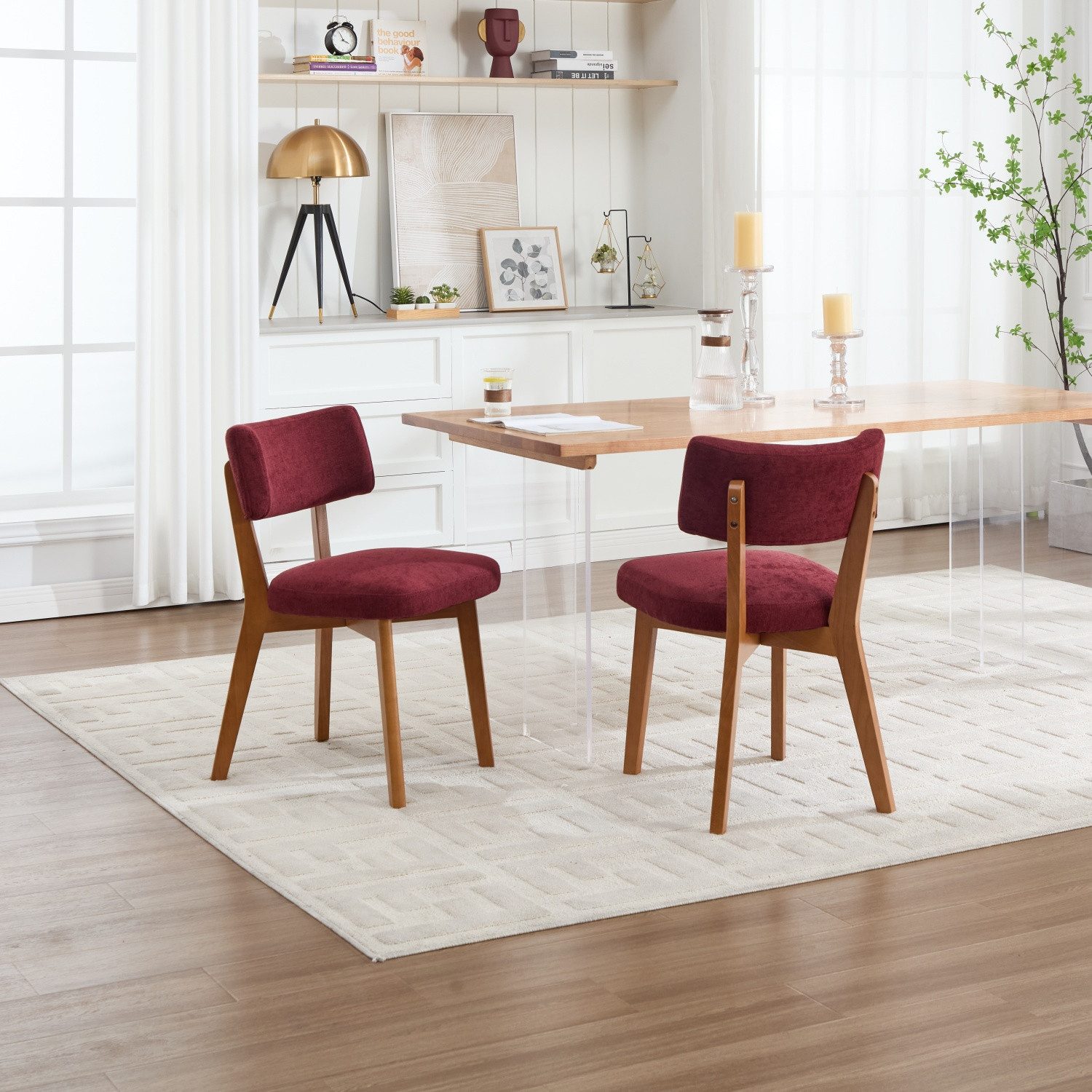 ANYSUN Esszimmerstuhl 2er Set mit gepolstertem Sitz & Holzbeinen., 77cm hoch, mit gepolsterter Rückenlehne, bis 200 kg belastbar – Bild 3 von 5