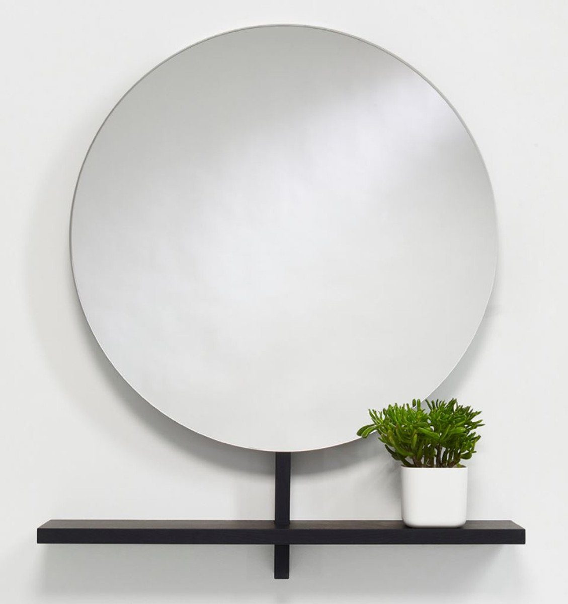 Casa Padrino Wandspiegel Luxus Spiegel / Wandspiegel mit Ablage Schwarz 100  x 20 x H. 115 cm - Luxus Möbel