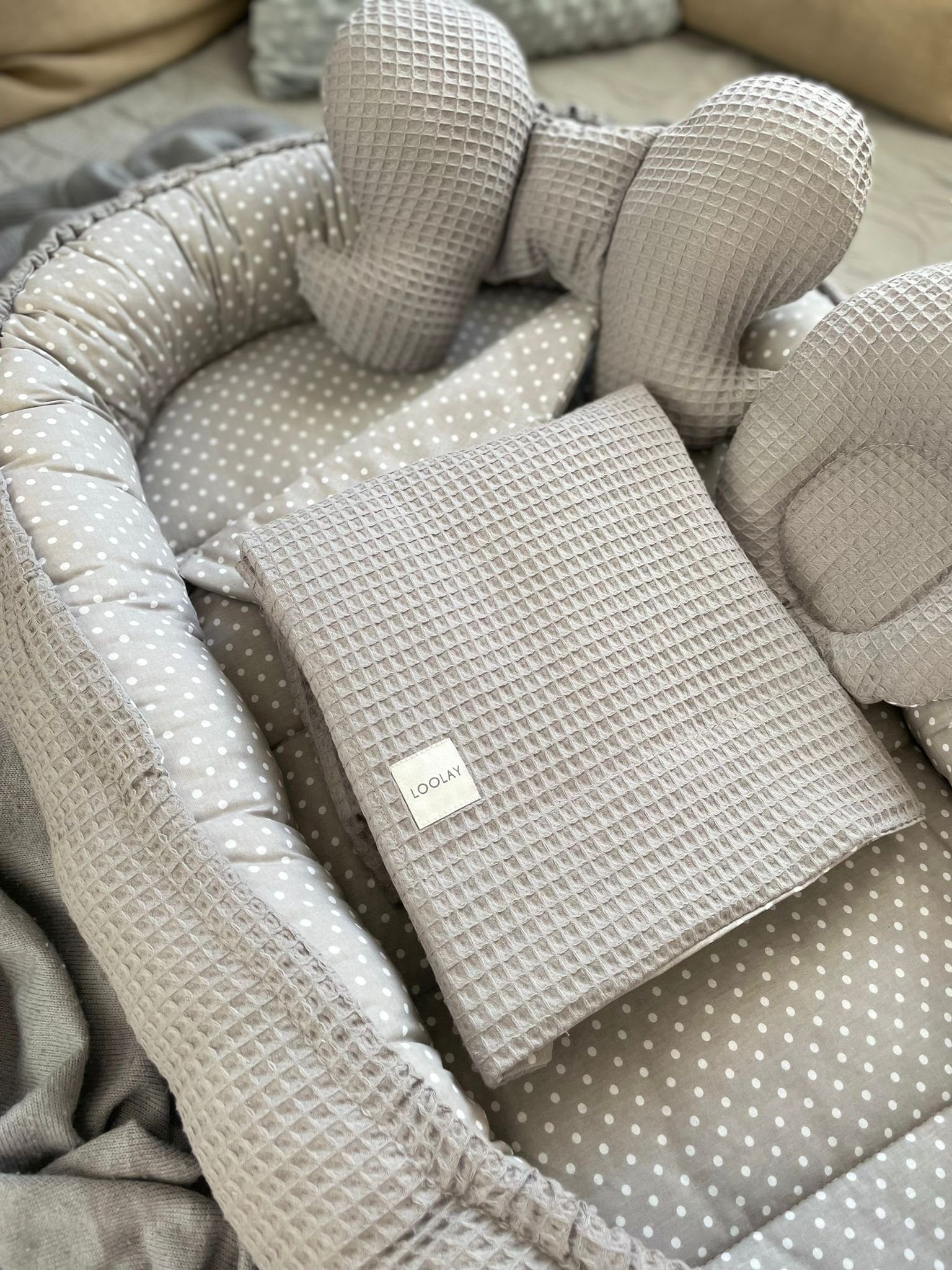 Loolay Bettnestchen WAFFELPIQUE Baumwolle BABYNEST Babykokon Neugeborene Ba günstig online kaufen