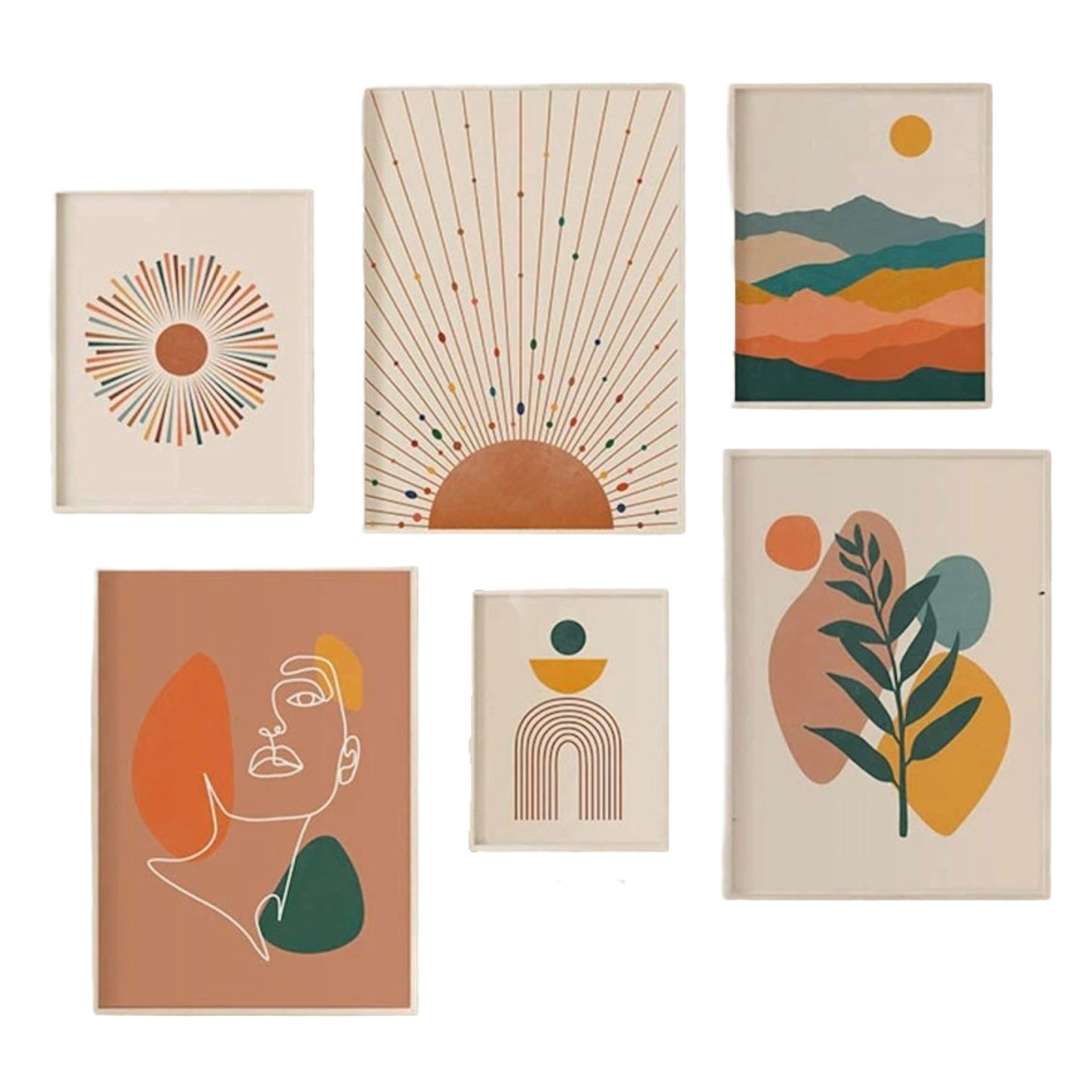 JUSTGOODMOOD Poster Abstrakte Boho Terrakotta Grün Minimalistische Wandbilder Modernes Woh, C (1 St)