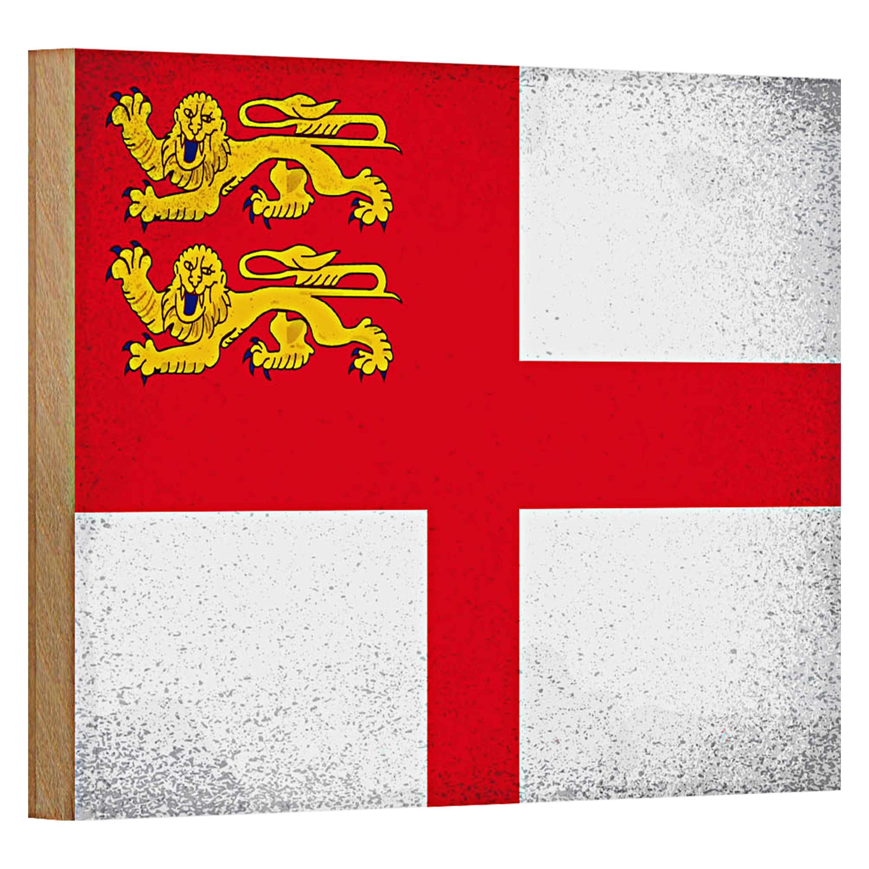 Roomando Holzbild Flagge Sark 18x12cm Flag of Sark Vintage