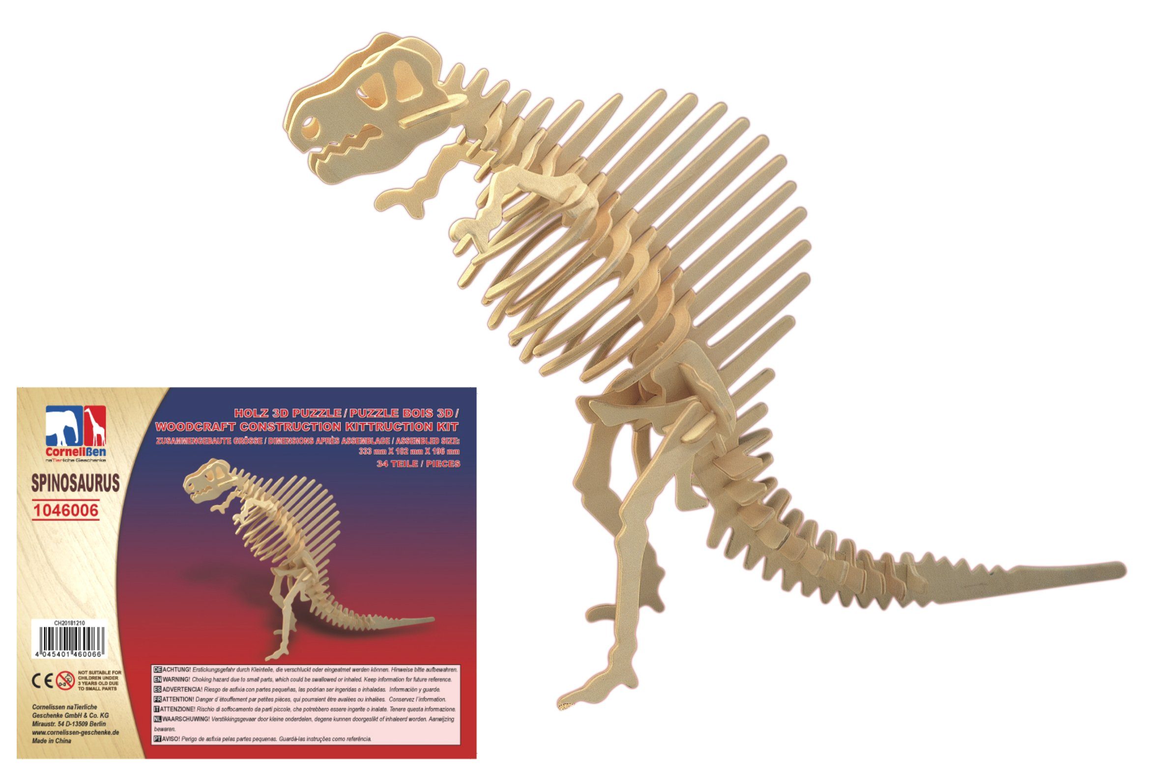 Cornelißen 3D-Puzzle Holz 3D Puzzle - Spinosaurus, Puzzleteile
