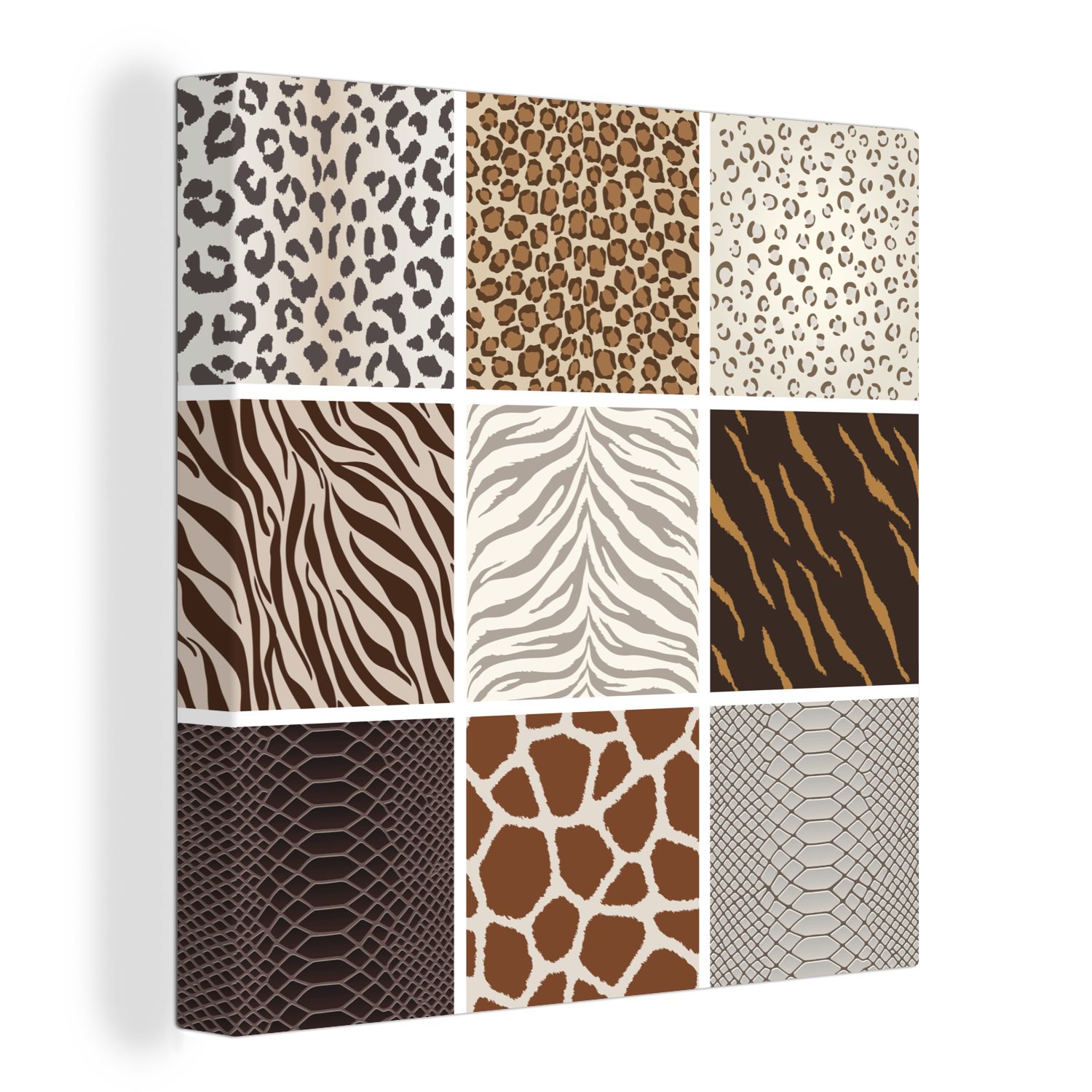OneMillionCanvasses® Leinwandbild Tiere - Tigerdruck - Zebra, Fotodruck (1 St), Wandbild, Deko Schlafzimmer Wohnzimmer Flur 20x20 cm
