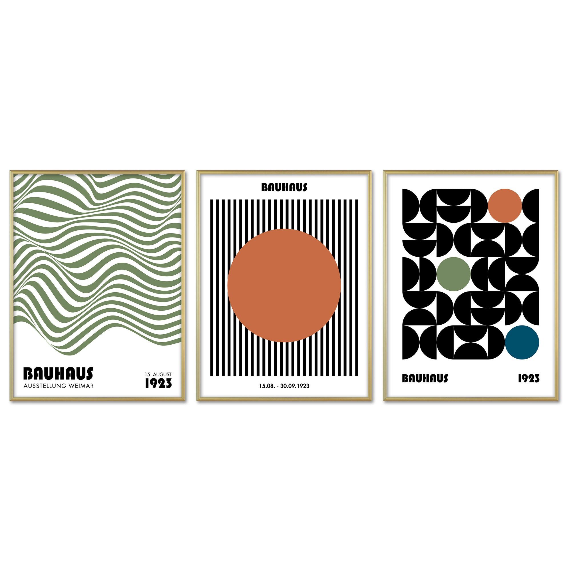 ARTFAVES Bilder-Collage Poster Set - Bauhaus Geometrie 2 - 3 Deko Wandbilder Formen, Kunst, Ab, (Wandbilder modern, 3 St)