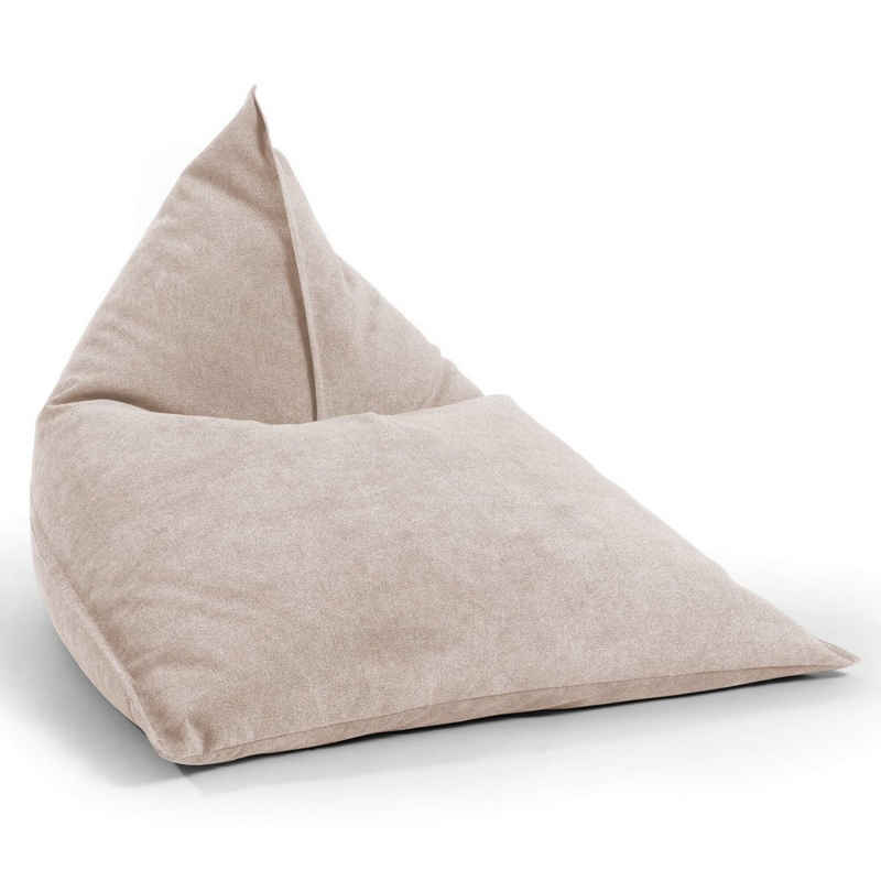 mokebo Sitzsack »Der Schlitten«, Indoor Bean Bag oder Relaxliege für Kinder & Erwachsene aus weichem Webstoff in beige