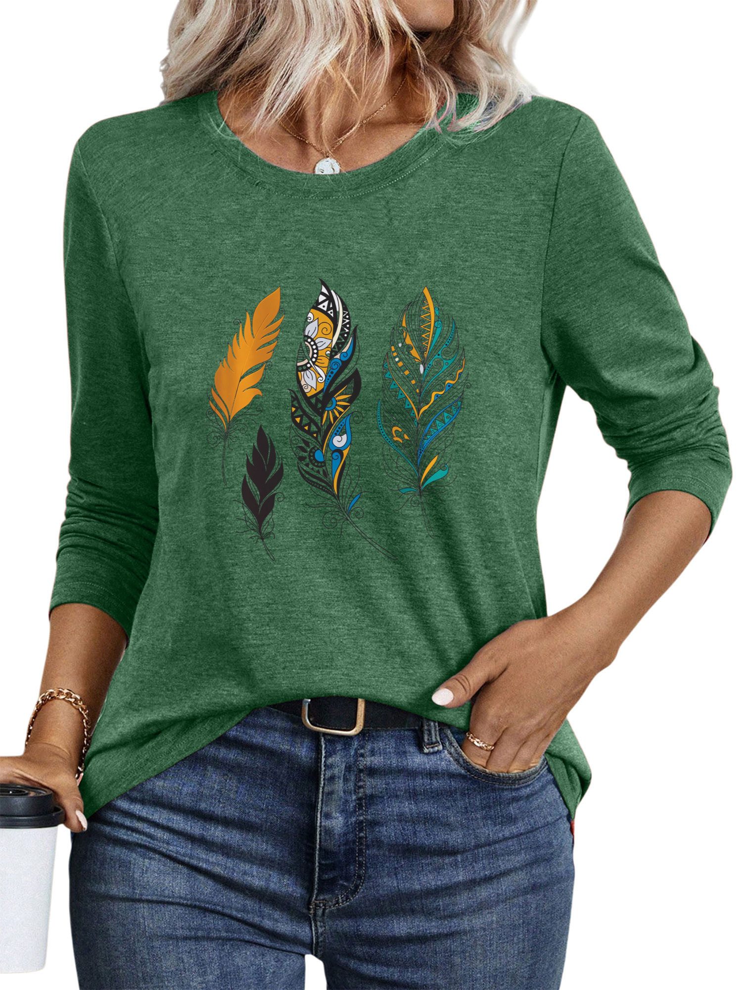 PYLIKE Longsleeve Shirts Damen Casual Böhmen günstig online kaufen