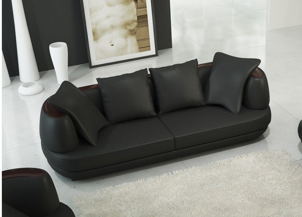 Wohnzimmer JVmoebel Sitzer Sofa Sofas 3 Sofa Made Europe Designer schwarzes Polster Coch in Couchen,
