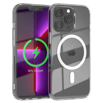 EAZY CASE Handyhülle Transparente Hülle mit MagSafe für iPhone 13 Pro 6,1 Zoll, Back Cover, Bumper Case, Handy Schutzhülle Kameraschutz, Durchsichtig