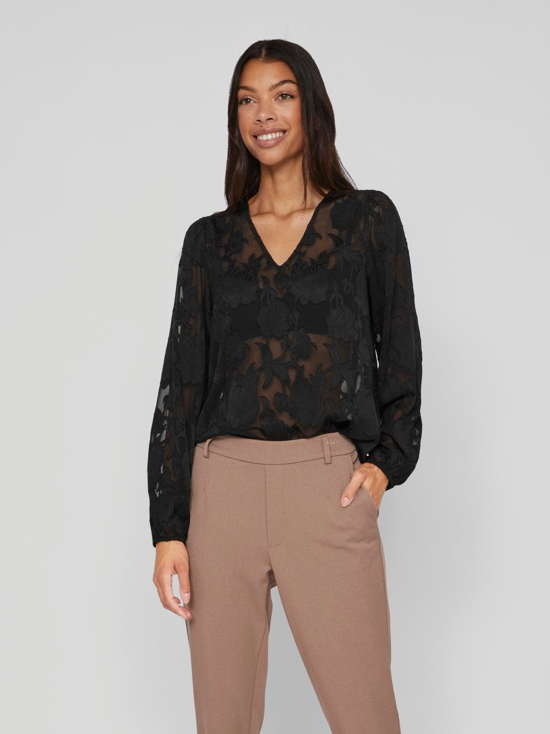 Blusenshirt Transparente Jacquard Langarm VISIRID