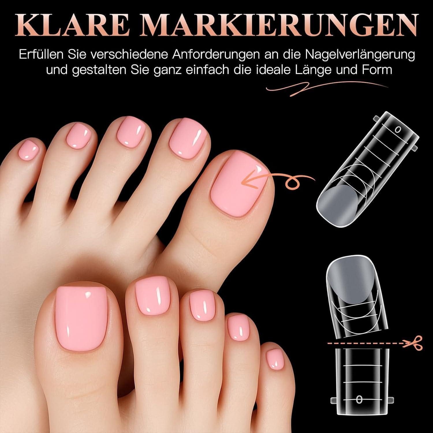 LuxusKollektion Nageldesign Zubehör Nagelspitze Dual Form Polygel 120 Stück mit Skalenlinien für Fußnägel – Bild 2 von 5