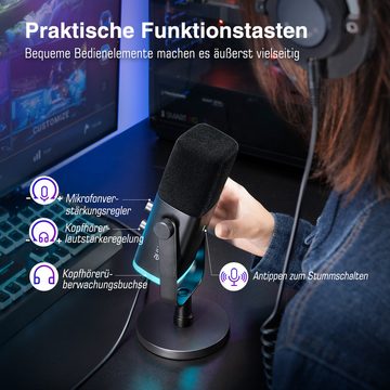 FIFINE Streaming-Mikrofon XLR Mikrofon Dynamisch für Streaming Podcast Studio, USB Microphone, mit Stummschalttaste, für Gaming PC PS4/5 Mac Mixer Soundkarten