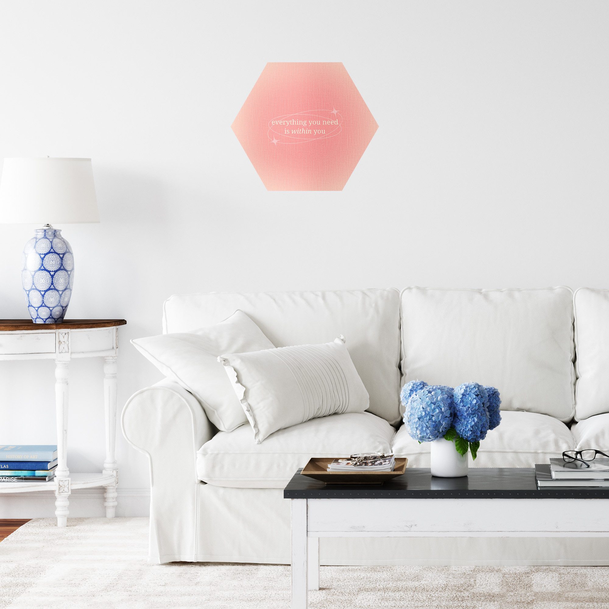 DEQORI Fototapete 'Innerer Kompass', Sechseckig, matte Leinwandstruktur, bedruckt, (1 St), selbstklebend Wandtattoo Motiv Wandtapete Wand Sticker Bild Tapete