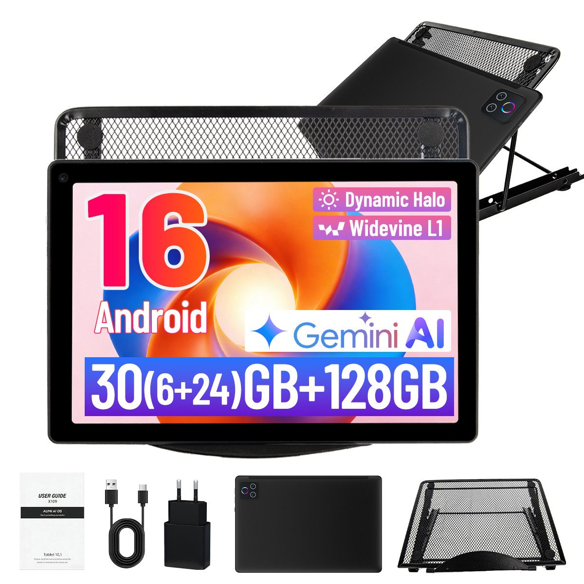 BUFO 10 Zoll, 128GB+1TB Erweiterbar, 1280x800 IPS HD, Wifi 6, Android 16 Tablet (10", 128 GB, Android 16, WiFi 6, GMS-Zertifizierung, Unterstützt Gesichtserkennung, Gemini AI)