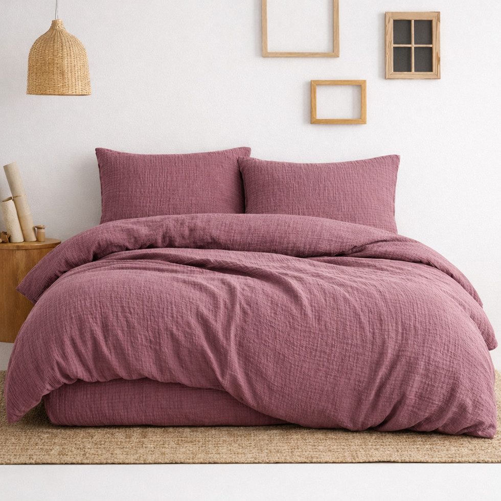 Sandiik Bettwäsche Musselin Bettwäsche in Mauve aus Biobaumwolle, made ein Stuttgart aus Bio-Baumwolle