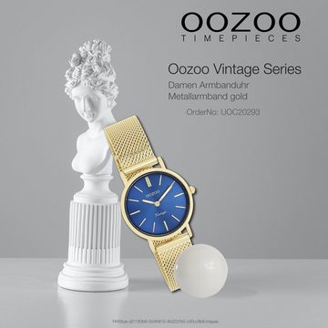 OOZOO Quarzuhr Oozoo Damen Armbanduhr Vintage Series, (Analoguhr), Damenuhr rund, klein (ca. 28mm) Metall, Mesharmband, Casual-Style