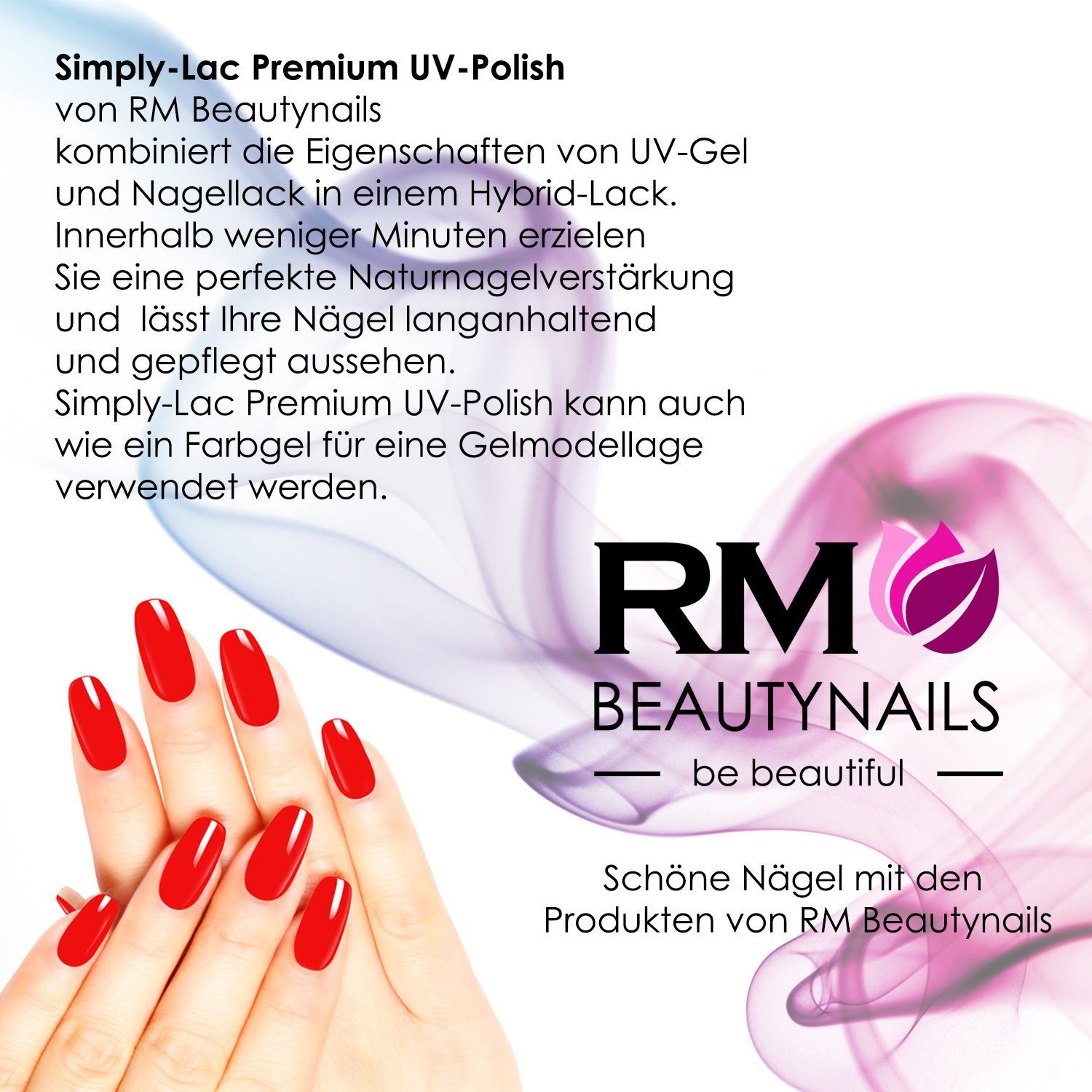 RM Beautynails UV-Nagellack Simply Lac Premium UV-Nagellack UV-Polish 10ml Gellack Shellac, Haltbarkeit bis zu drei Wochen / Hybrid-Lack