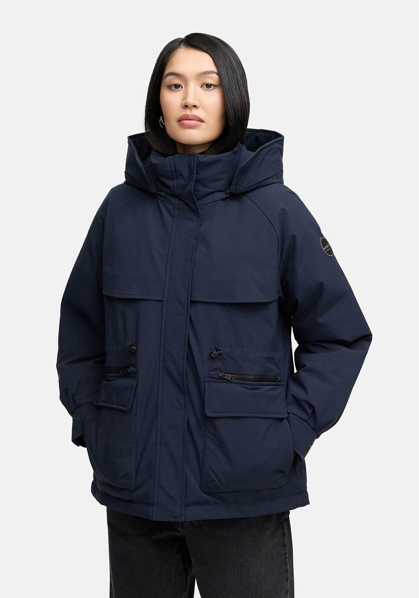 Marikoo Winterjacke Shigaraa mit abnehmbarer Kapuze und Gummizug an der Taille