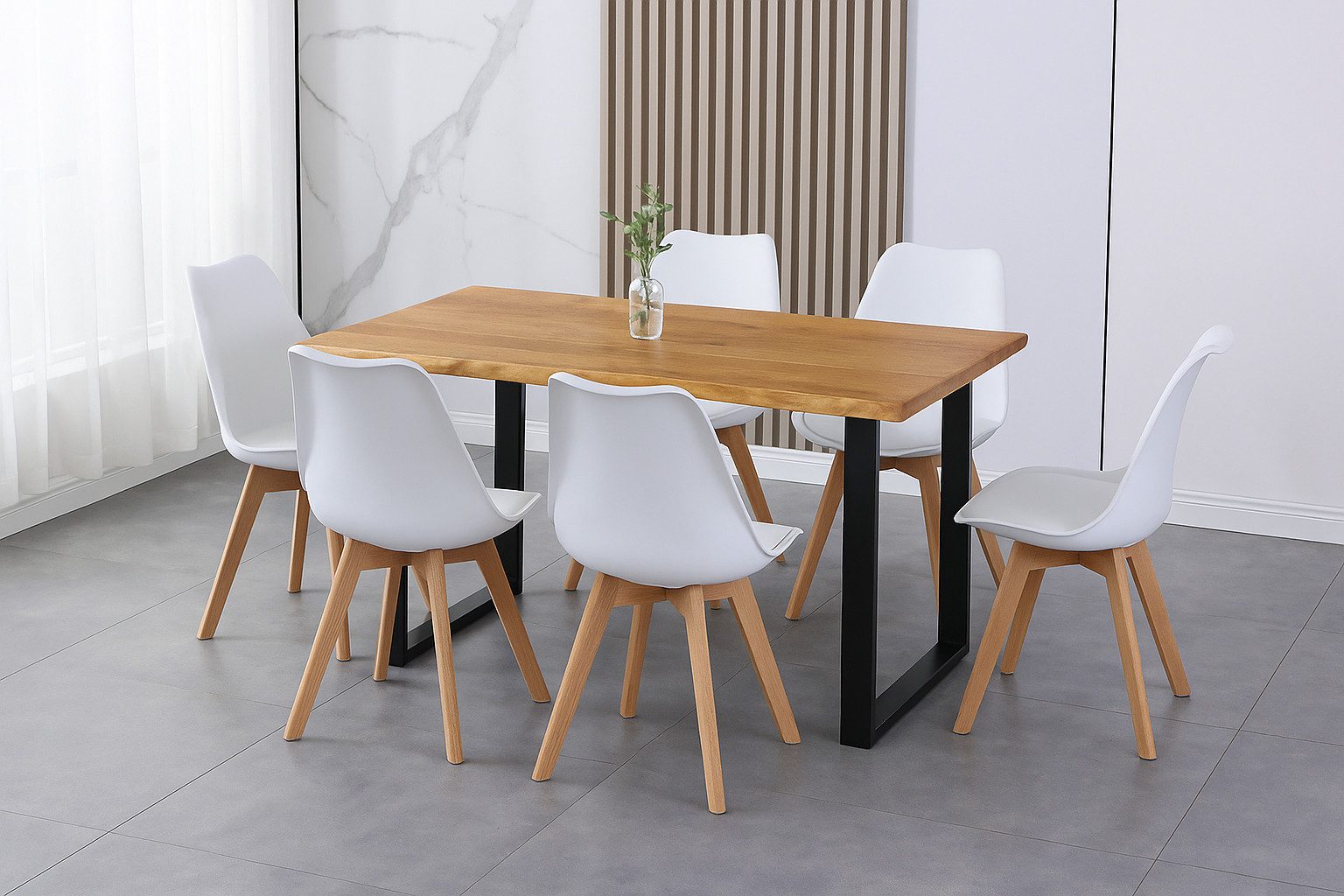 SAM® Essgruppe Loveli, Holz-Wildeiche-Optik, Metallgestell U-Form günstig online kaufen
