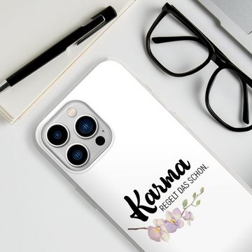 DeinDesign Handyhülle Karma regelt das schon, Apple iPhone 13 Pro Silikon Hülle Bumper Case Handy Schutzhülle