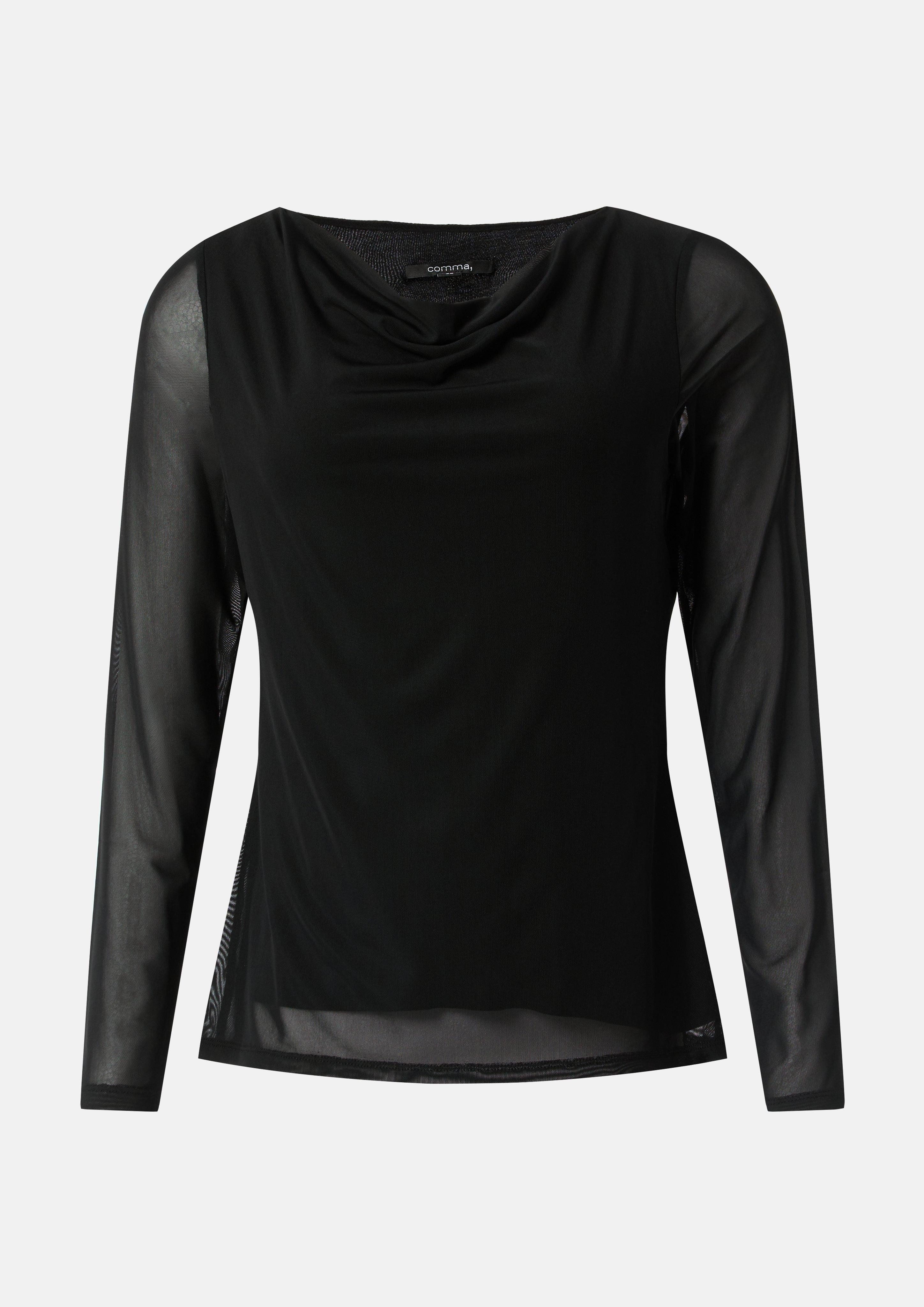 comma Langarmshirt Langarmshirt aus Mesh im günstig online kaufen
