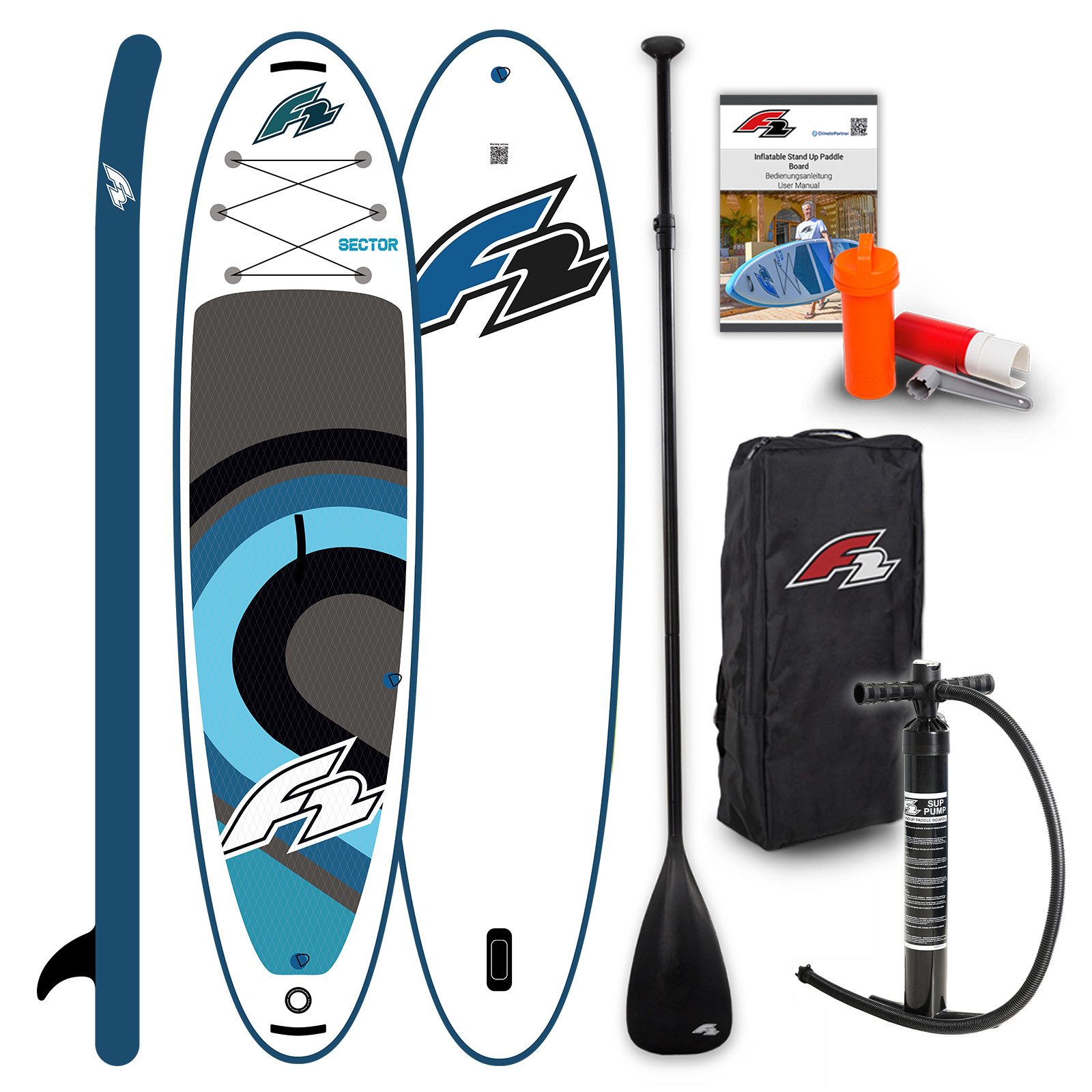 F2 SUP-Board F2 SUP Stand Up Paddle Board Sector SMU 320cm 10,5 Blau, Stand up paddle board