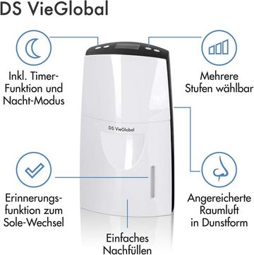 DS VieGlobal Luftbefeuchter Thermalsole-Verdunster, 2,5 l Wassertank, Diffuser mit Timer-Funktion in weiß/grau, 2,5Watt