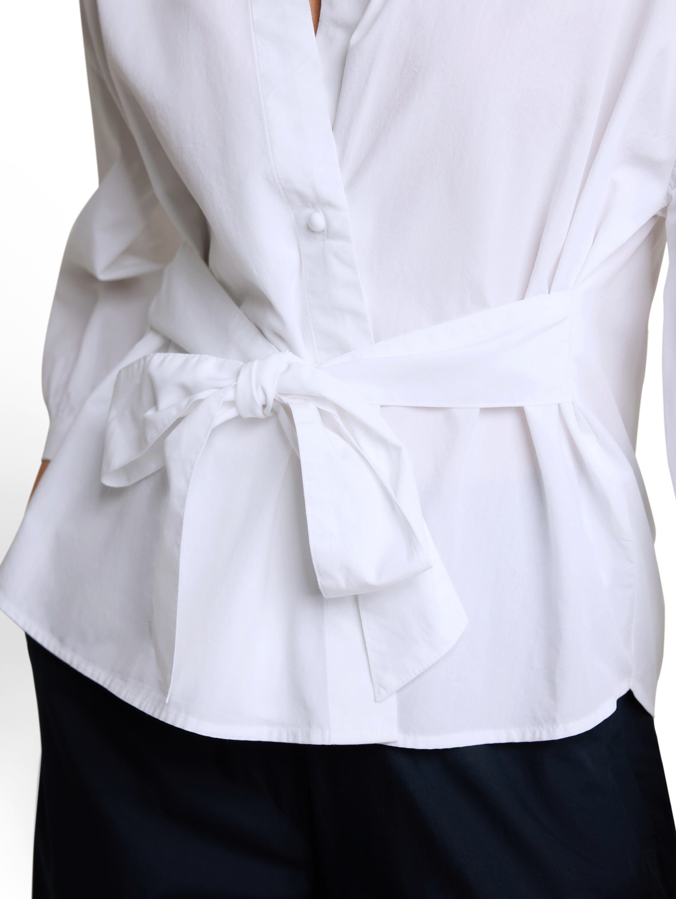 TOM TAILOR Schlupfbluse Sommerbluse mit V-Ausschnitt und Bindeband