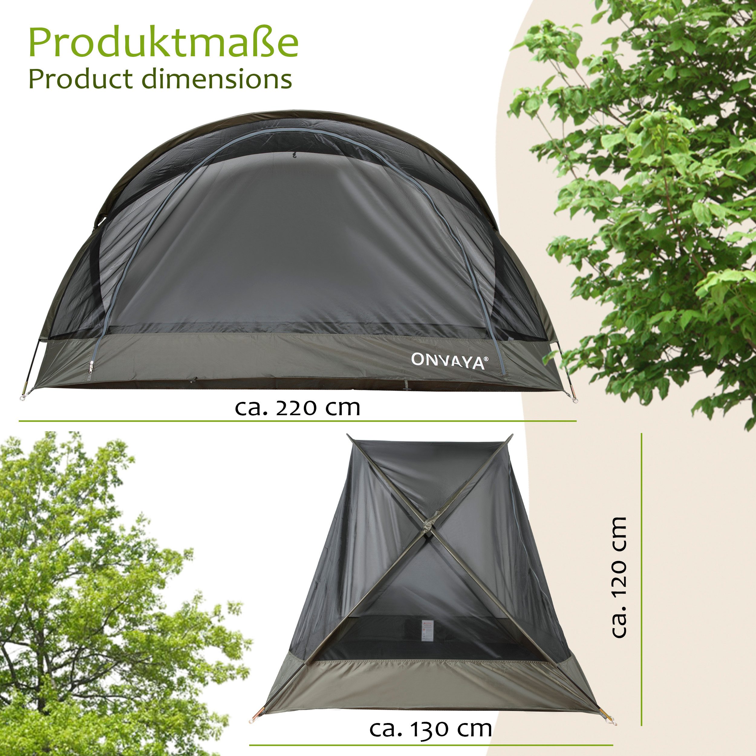 ONVAYA Moskitonetz ǀ Insektenschutzzelt ǀ für 2 Personen ǀ einfacher Aufbau ǀ Camping