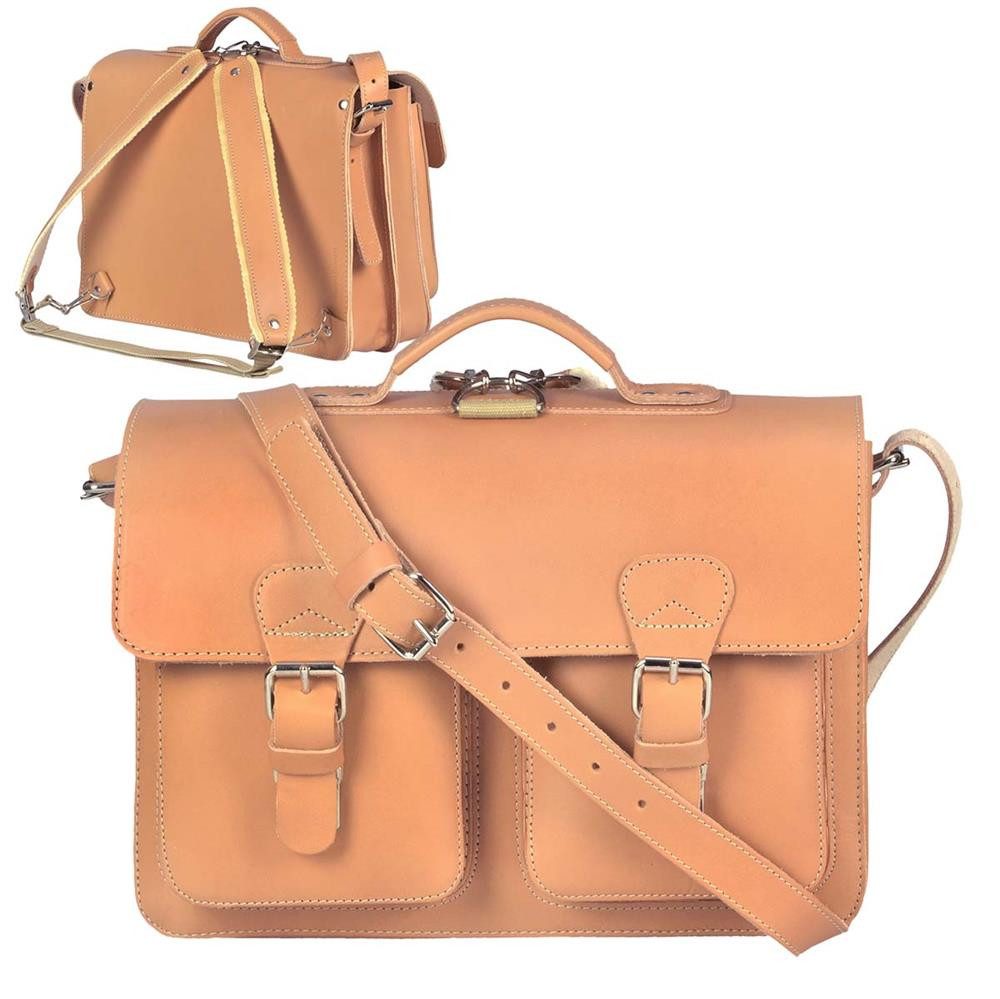 Ruitertassen Aktentasche Classic Satchel, 38 cm Lehrertasche mit 2 Fächern, auch als Rucksack zu tragen, Leder