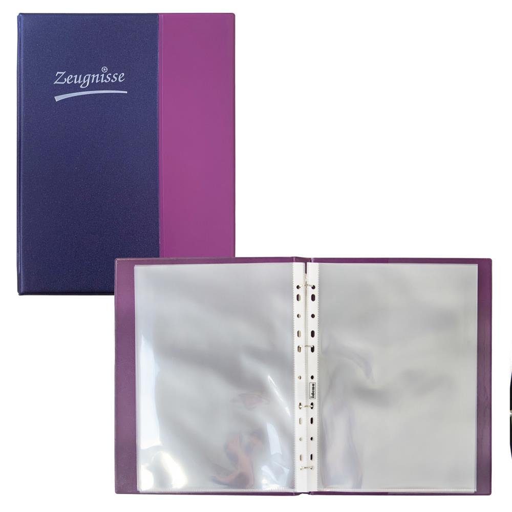 Idena Ringbuchmappe Zeugnismappe, DIN A4, Violett, mit 10 Hüllen