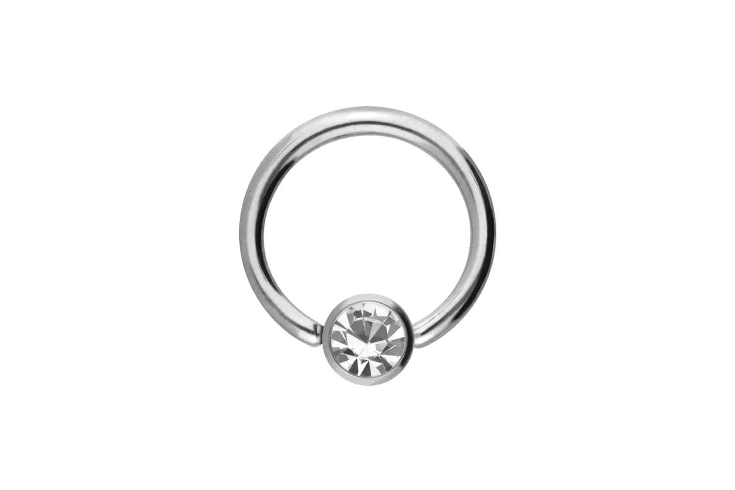 Nasenpiercing Chirurgenstahl Klemmkugelring DISC + KRISTALL