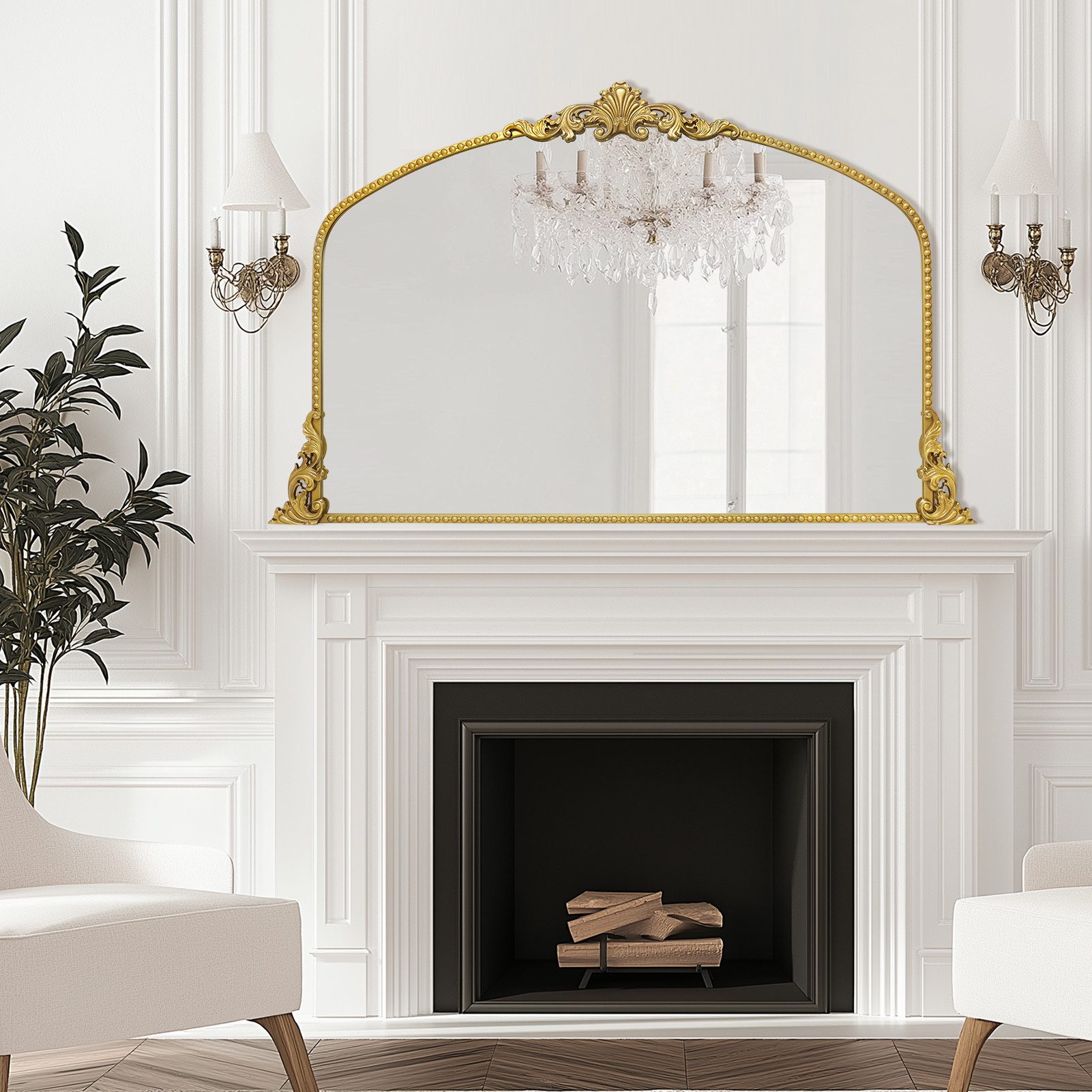 G-LEAF Wandspiegel Bogen-Wandspiegel, antiker Spiegel im Barockstil (1-St), günstig online kaufen