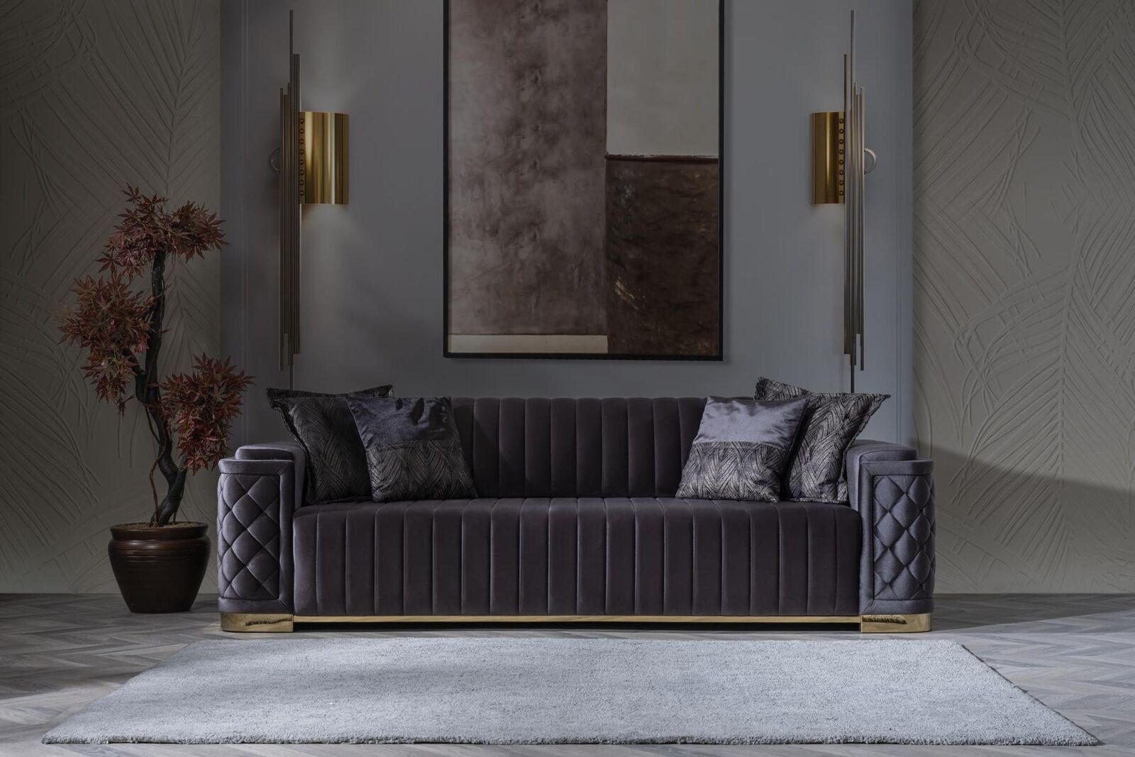 JVmoebel Chesterfield-Sofa, Luxus Couch big Couchen Design Sofa xxl Samt 246cm Möbel Sofas Stoff