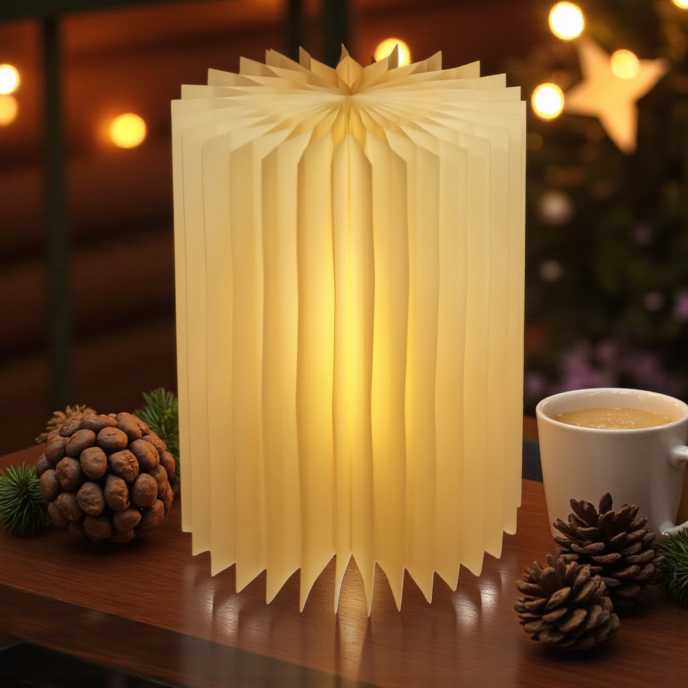 Spetebo LED Tischleuchte LED Design Tischlampe faltbar aus Papier in weiß - günstig online kaufen