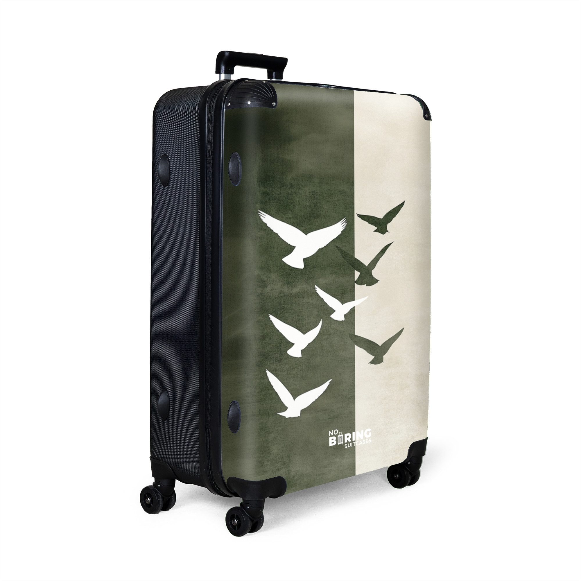 NoBoringSuitcases.com© Hartschalen-Trolley Vögel mit grünem und günstig online kaufen