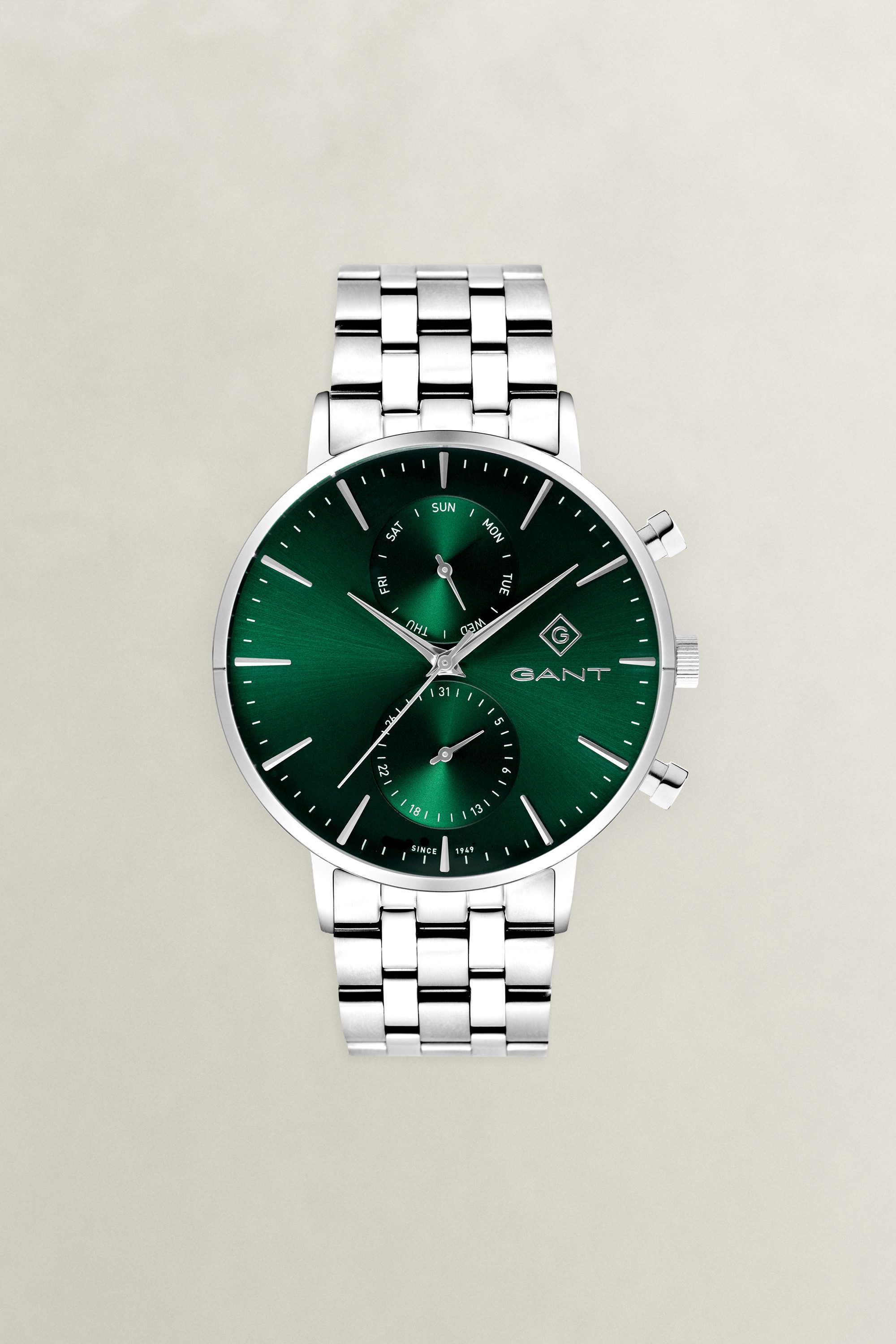 Gant Quarzuhr Park Hill Day G121018, Armbanduhr, Herrenuhr, Edelstahlarmband, analog, Tag, Wochentag