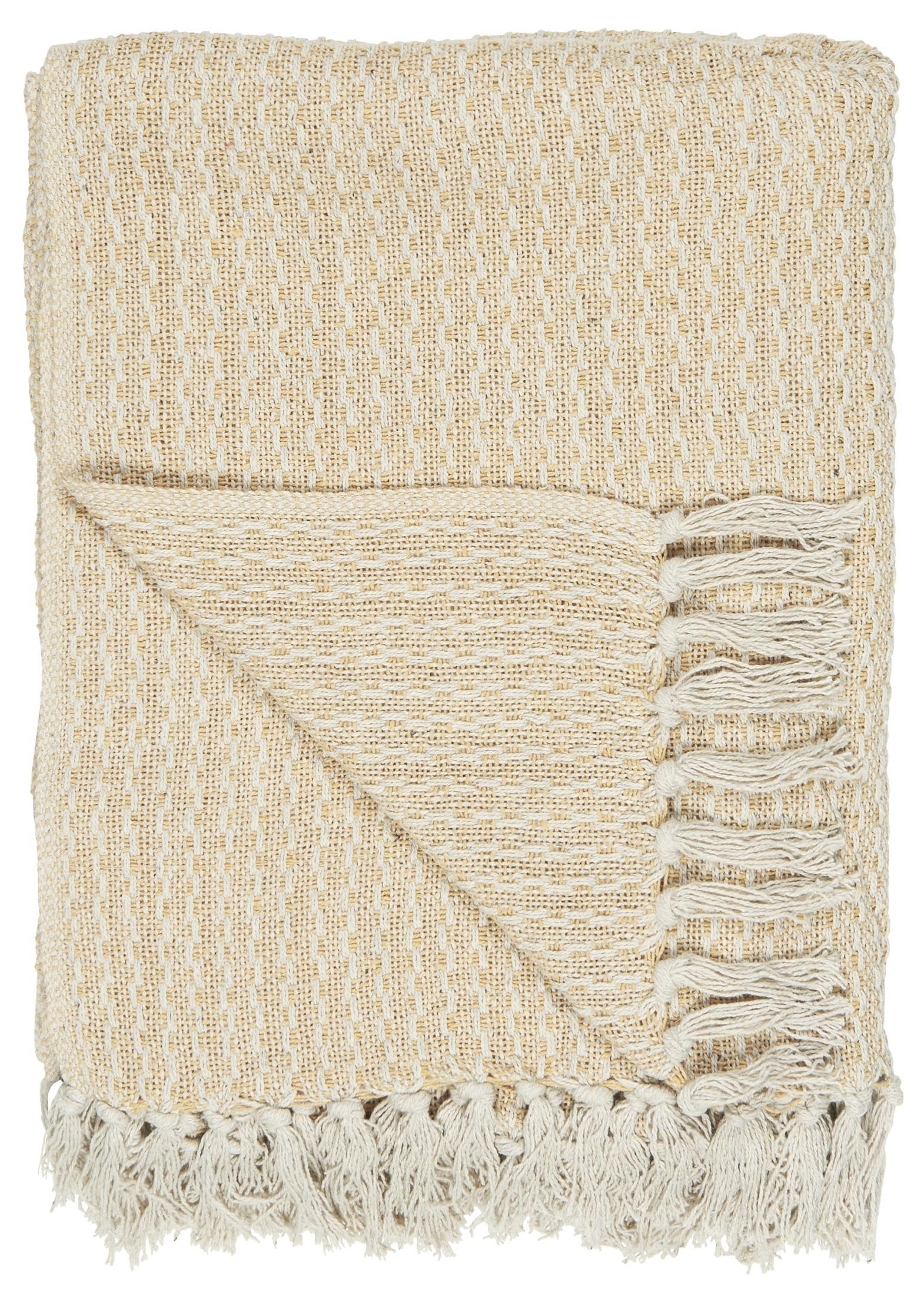 Wohndecke Decke Plaid Kuscheldecke Wohndecke Gelb Creme 130x160cm Ib Laursen, Ib Laursen