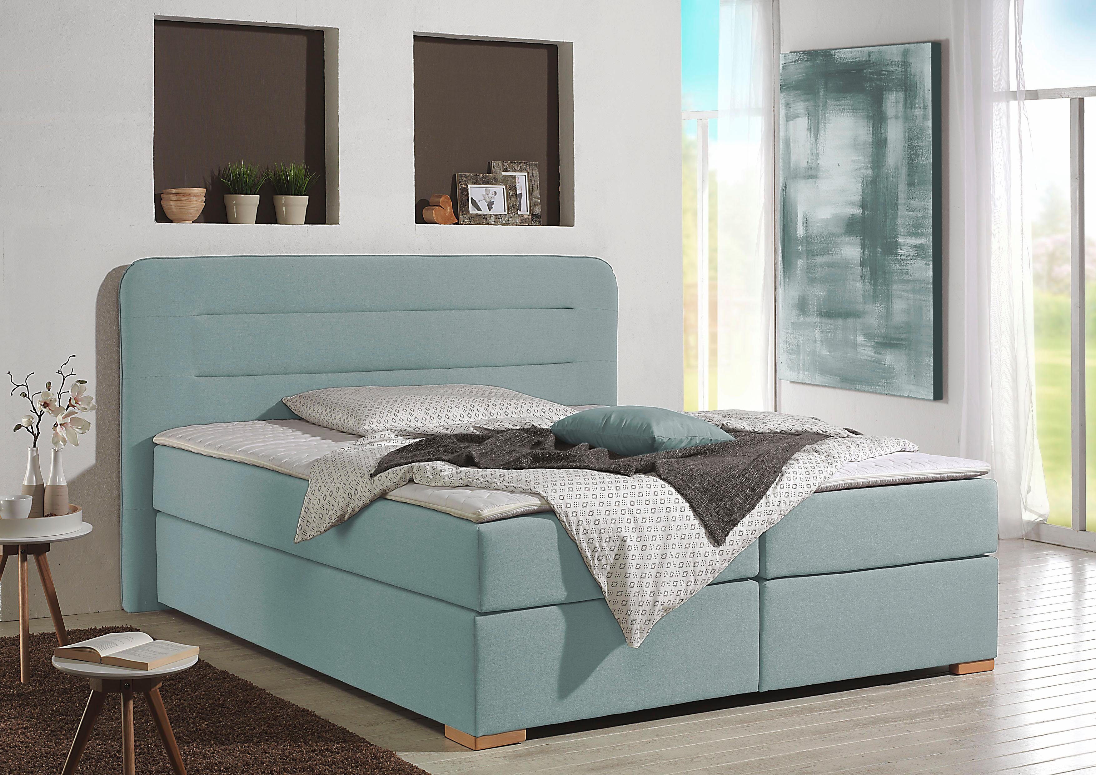 Home affaire Boxspringbett Manchester, 5 Breiten, 3 Ausführungen, 2 Härtegraden, Topper, Steppung