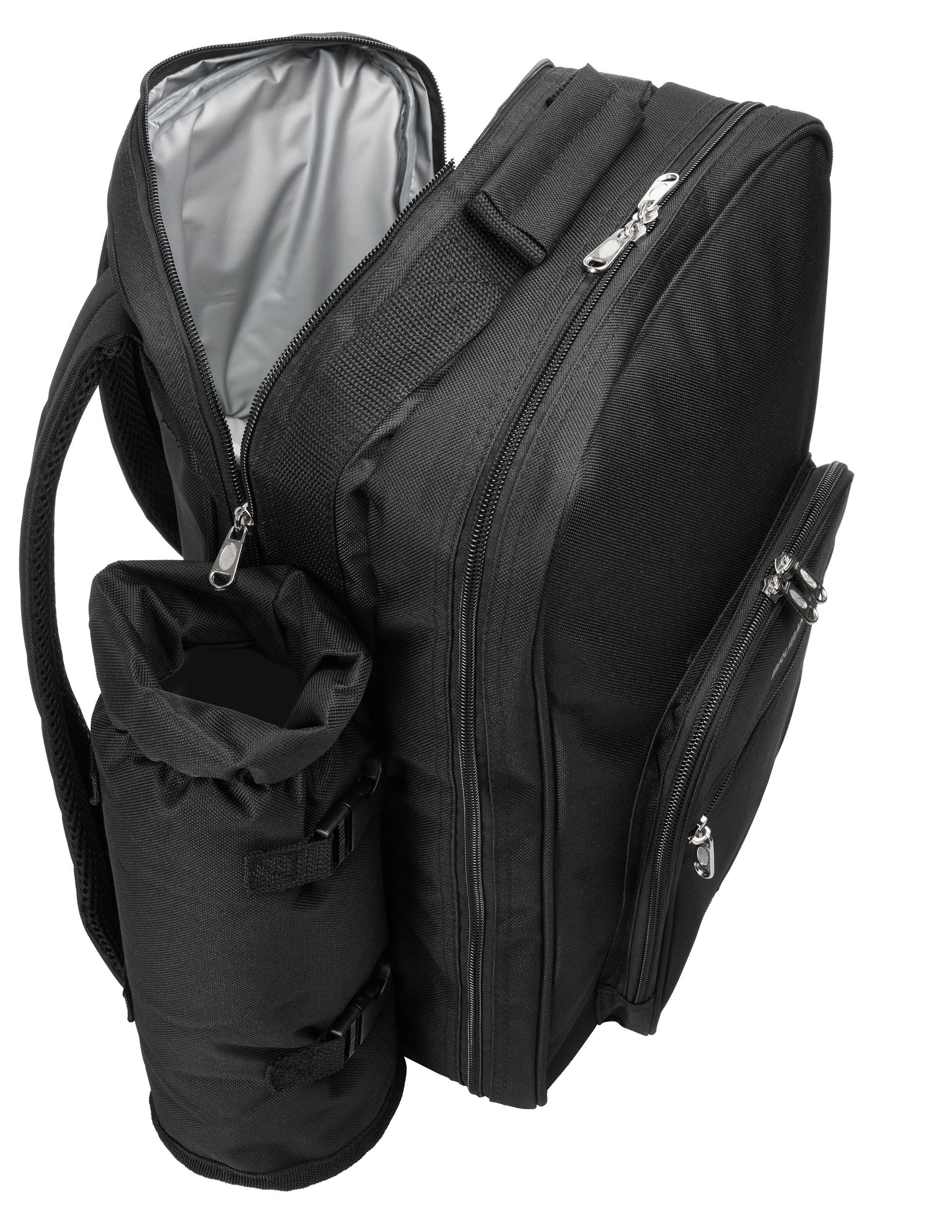 BRUBAKER Freizeitrucksack Picknick-Set für 4 Personen (isolierender Thermorucksack), Picknickrucksack mit Kühlfach und abnehmbarem Iso-Flaschenhalter – Bild 3 von 5