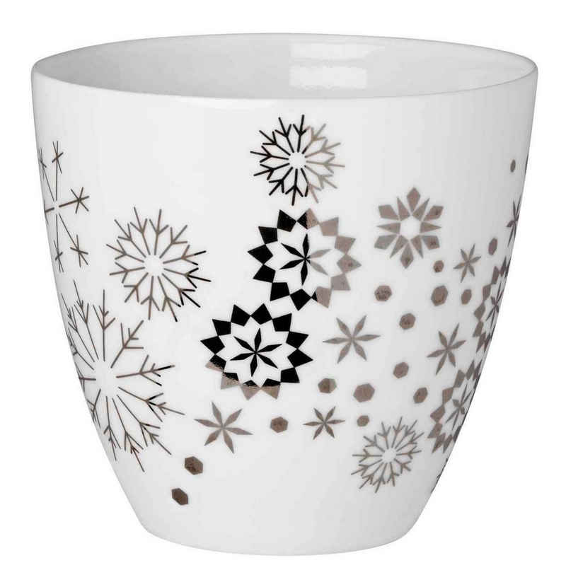 Räder Design Teelichthalter Porzellanlicht Schneeflocken Silber Porzellan weiß silber H9cm