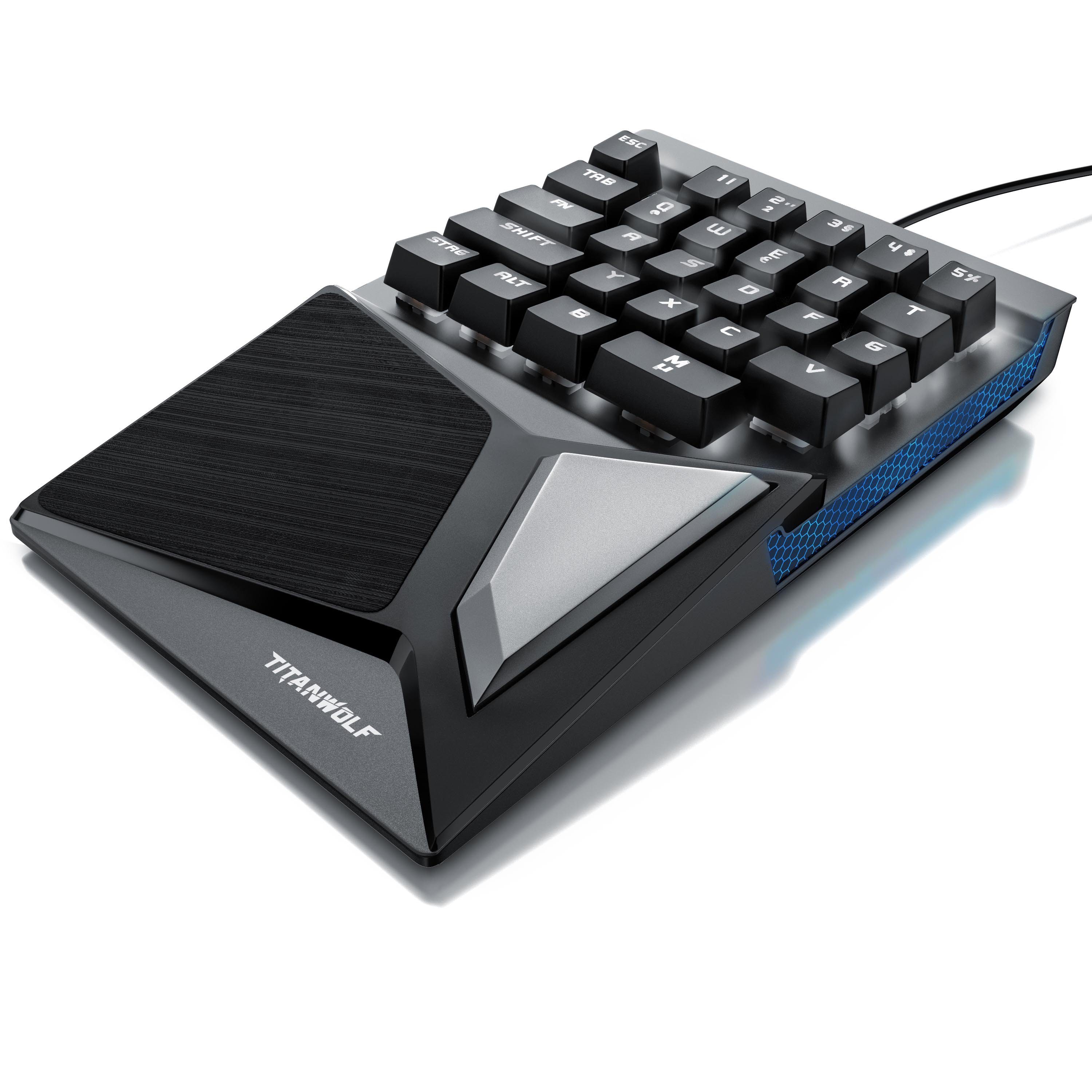 Titanwolf mechanische Keypad Tastatur mit 28 Tasten, Gaming Einhandtastatur Gaming-Tastatur (platzsparend, ideal für Gaming unterwegs und LAN-Party)