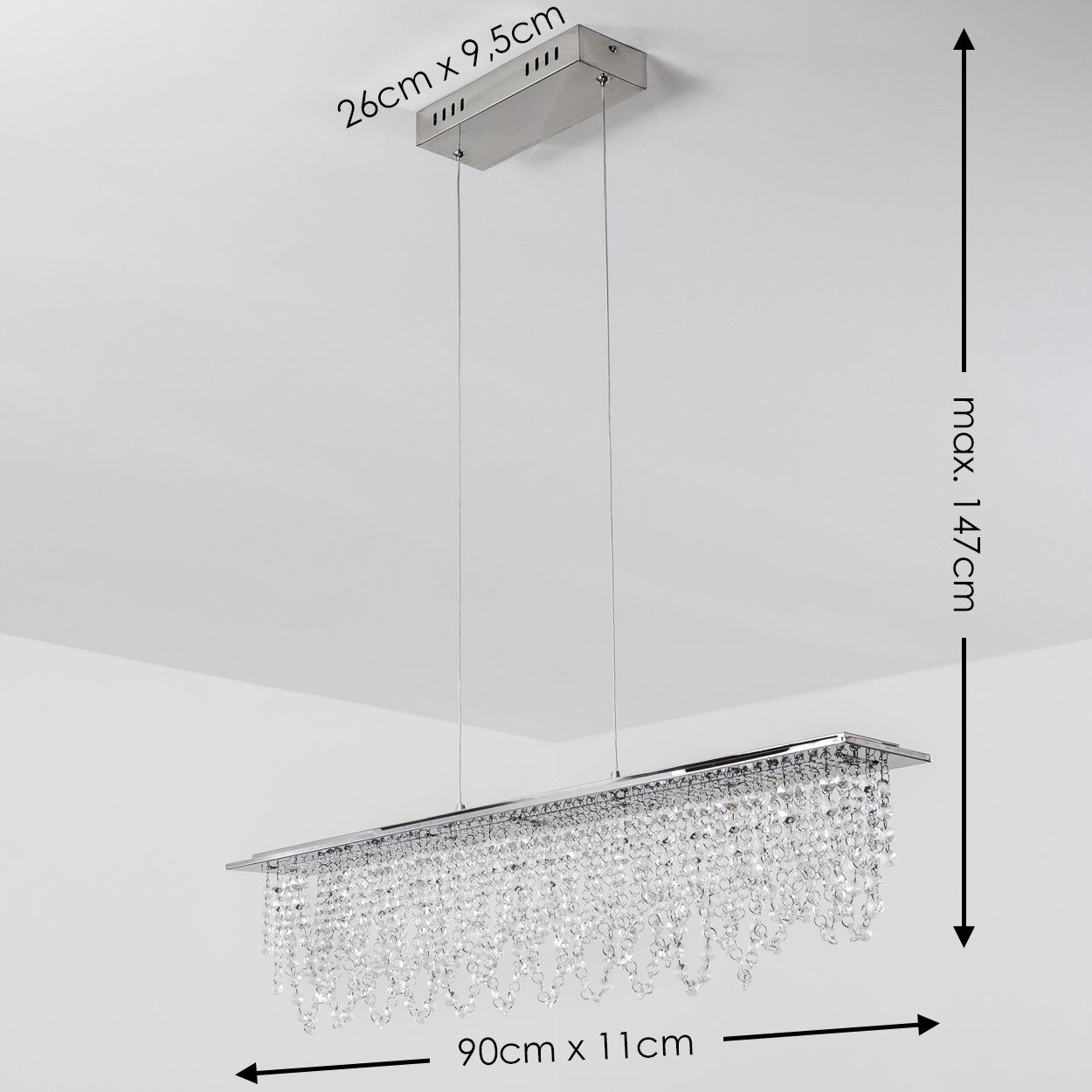 hofstein Pendelleuchte Hänge Lampe Kristall Flur Pendel Ess Zimmer Leuchte günstig online kaufen