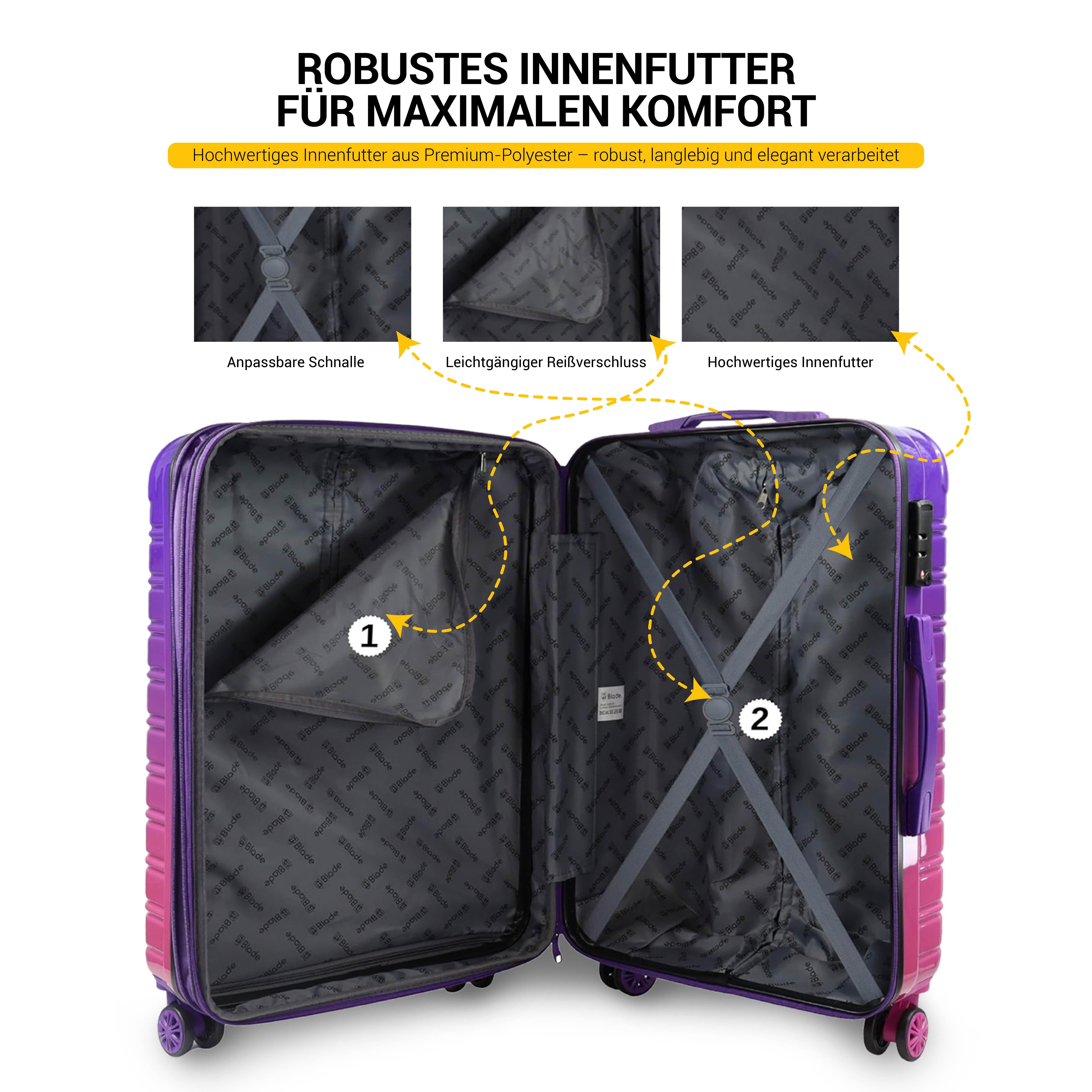 Blade Hartschalen-Trolley Kofferset Erweiterbares Handgepäck Rollkoffer TSA-Schloss ABS+PC SALE – Bild 5 von 5