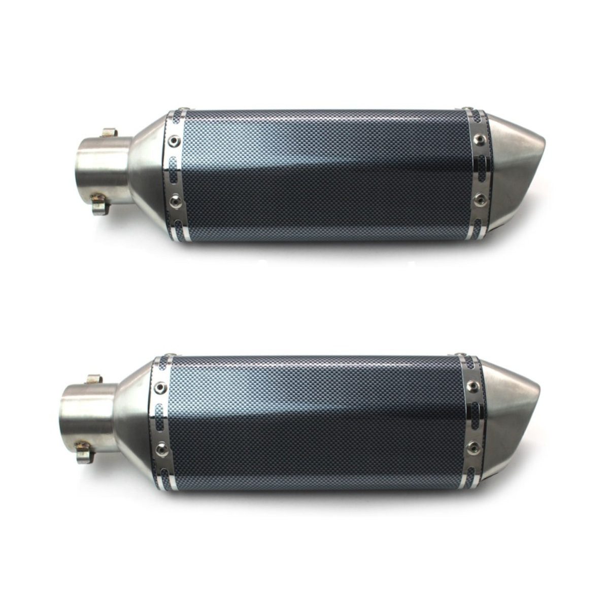Zaddox Motor-Schutzhülle 2x Motorrad Auspuff Schalldämpfer Force Carbon Look-Edelstahl Spar-Set