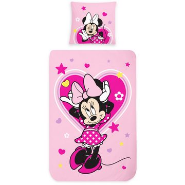 Kinderbettwäsche Minnie Mouse Bettwäsche Sweet Pink Biber / Flanell, BERONAGE, 100% Baumwolle, 2 teilig, 135x200 + 80x80 cm