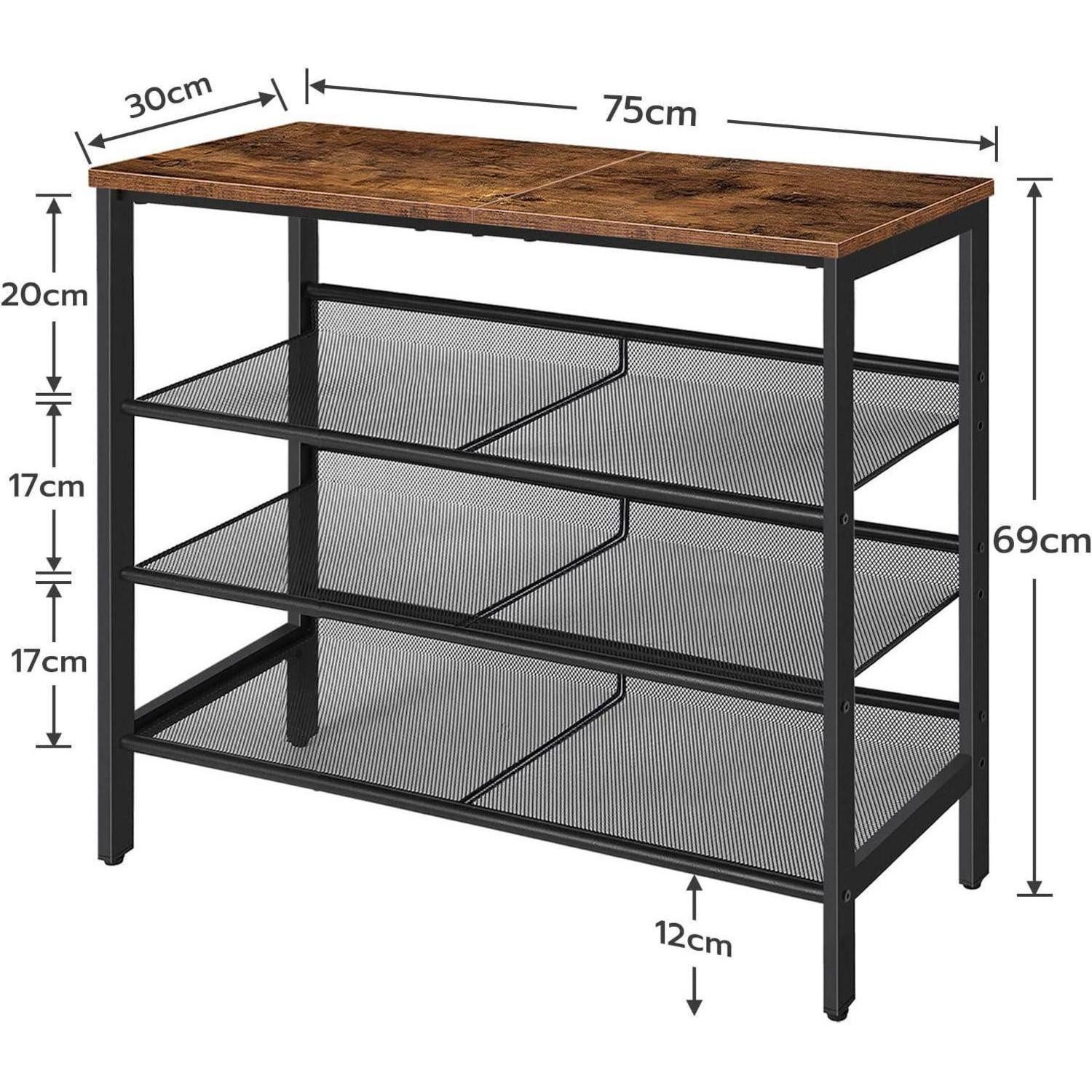 LuxusKollektion Schuhregal Schuhregal Schuhablage Dunkelbraun Schwarz 75 x 30 x 69 cm