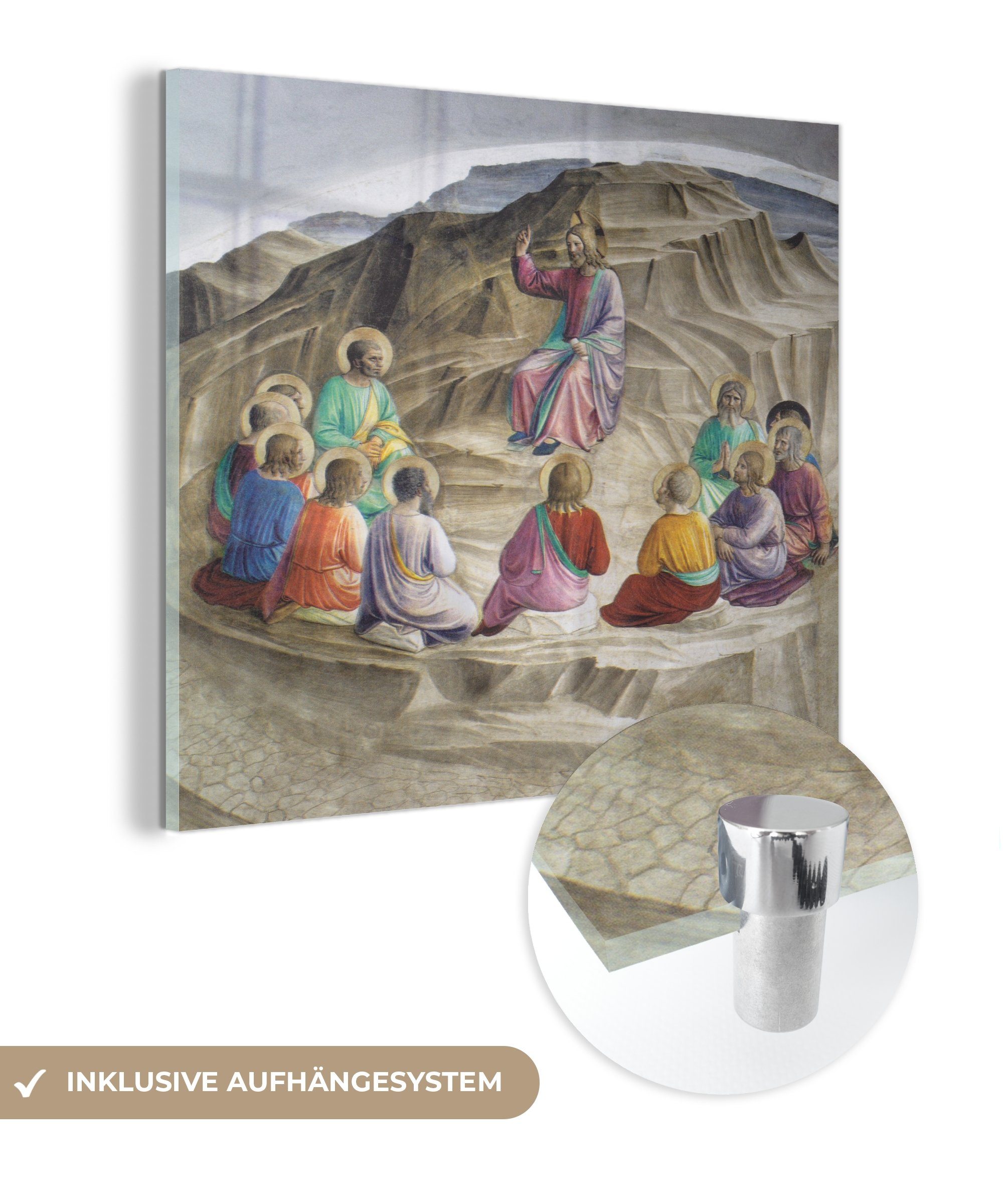 MuchoWow Acrylglasbild Die Bergpredigt - Gemälde von Fra Angelico, (1 St), Glasbilder - Bilder auf Glas Wandbild - Foto auf Glas - Wanddekoration