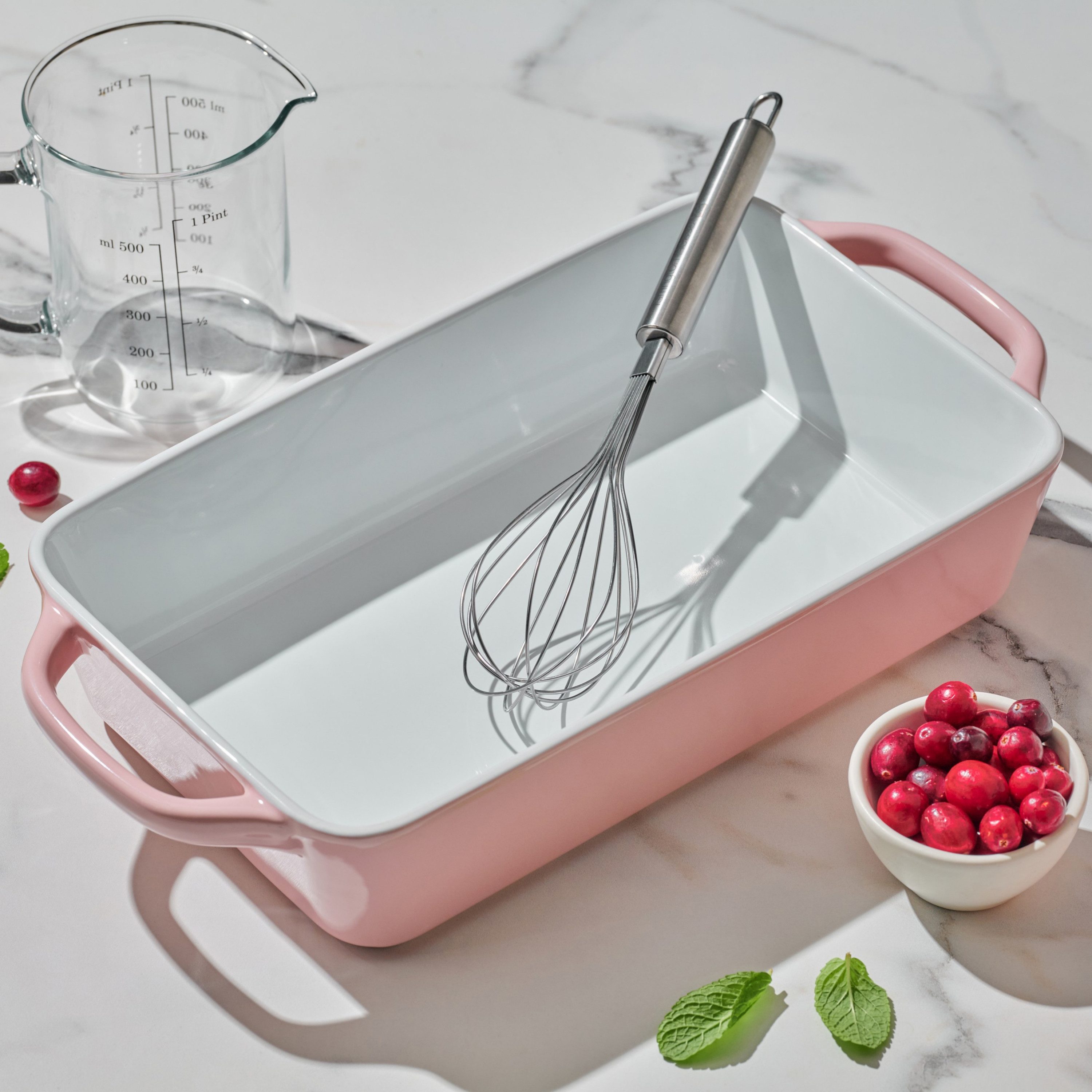 RESTO Kitchenware Auflaufform Fornax Backform Groß Hoher Rand Lasagneform Antihaftbeschichtet, Keramik, (1-St), Rechteckig aus Keramik, rosa, in 2 Größen, für Brot, Lasagne, Brownie