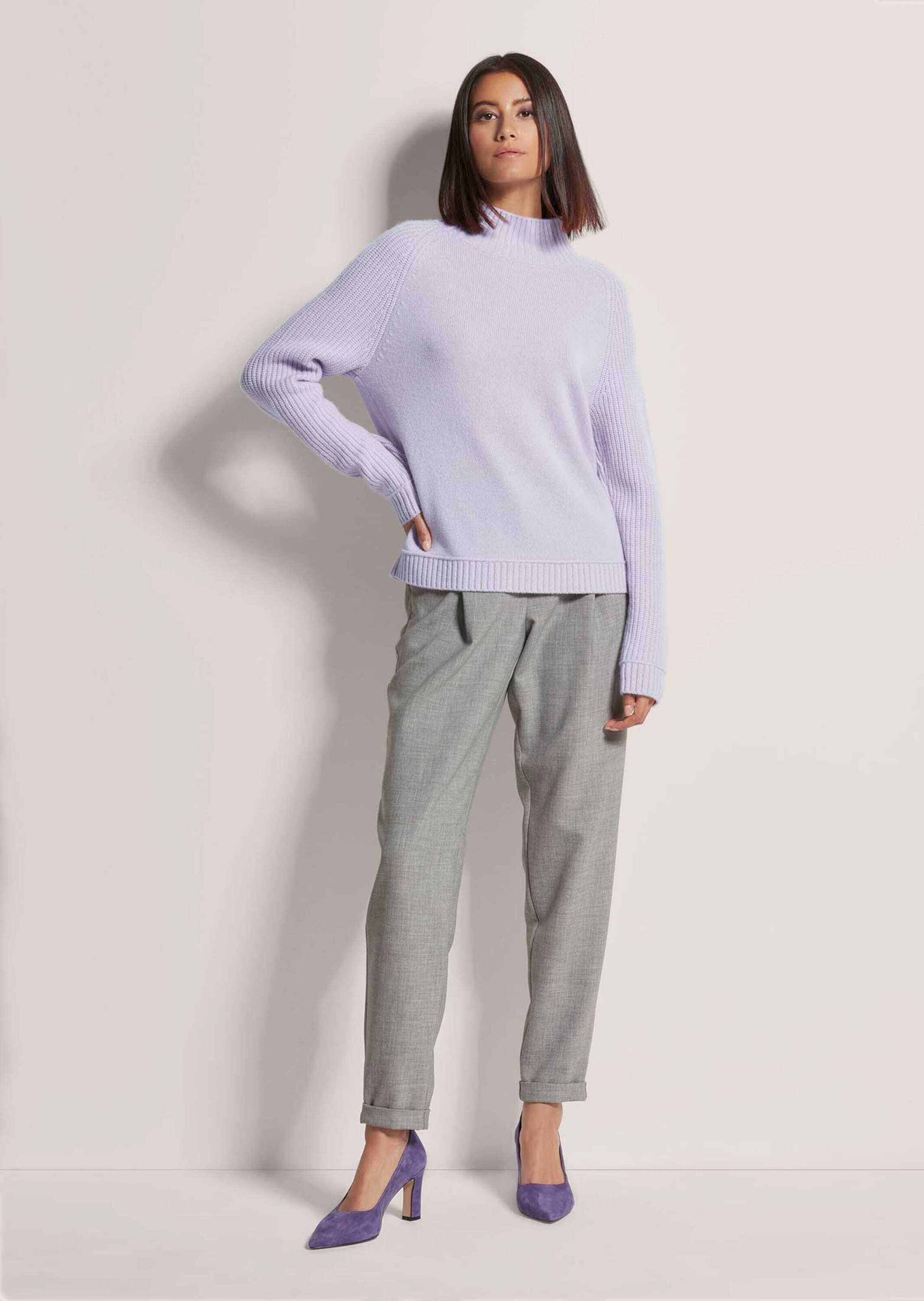 MADELEINE Strickpullover Lässiger Wollpullover mit Stehkragen Glattstrickpu günstig online kaufen